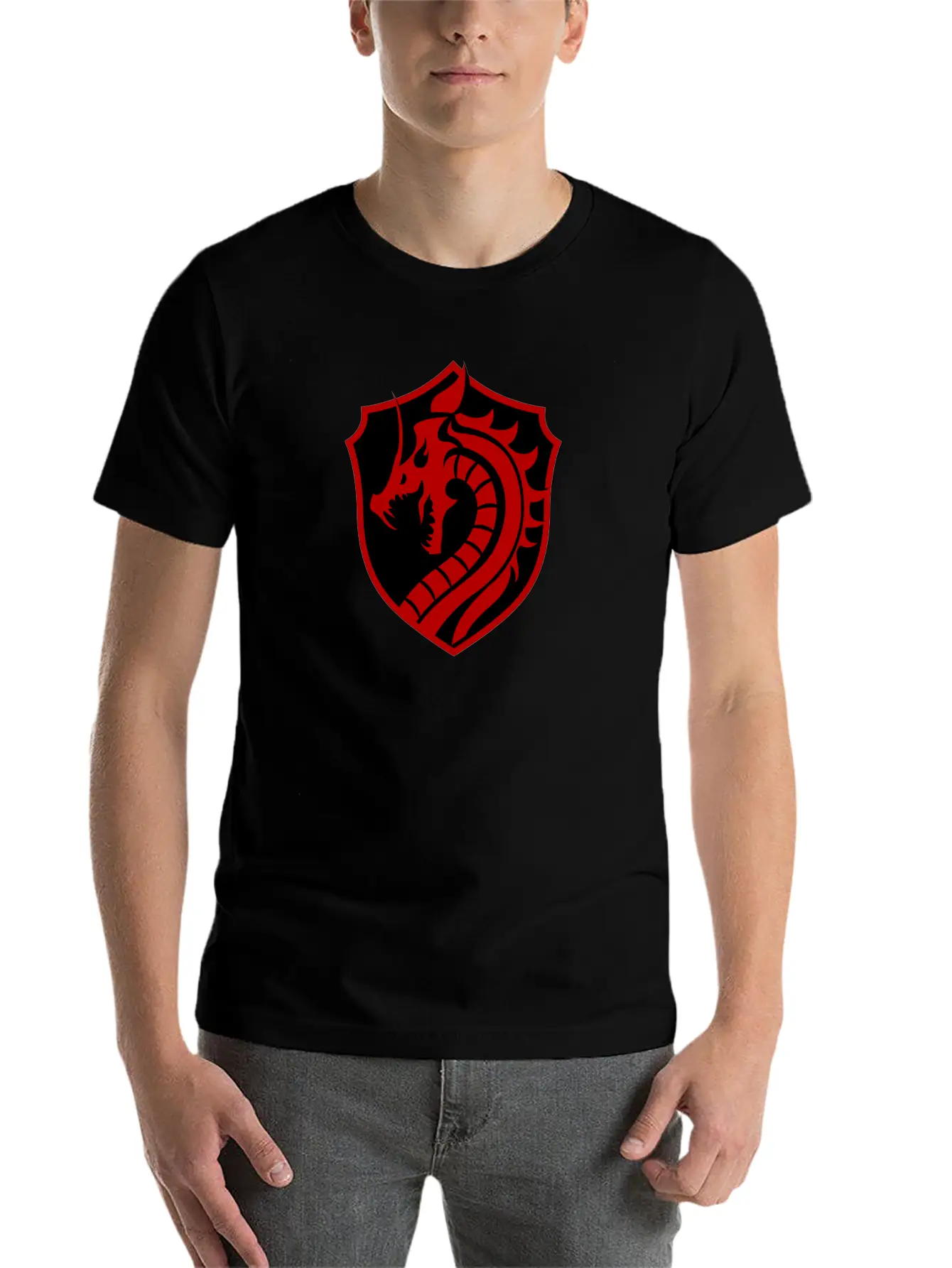 Red/black Dragon Basic Graphic T-Shirt – Daily Comfort In Soft Cotton