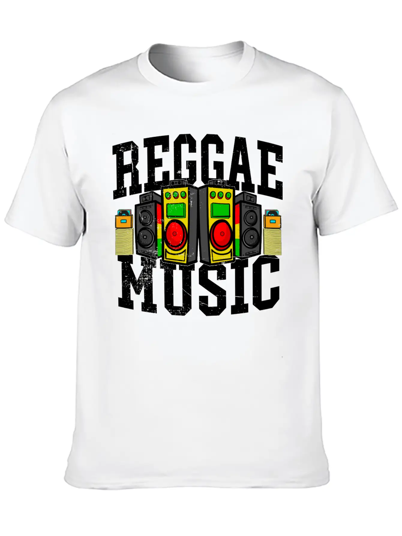 Reggae Music Sound System Boombox Jamaican Roots Stylish Everyday T-Shirt – Unisex Basic Cotton Tee