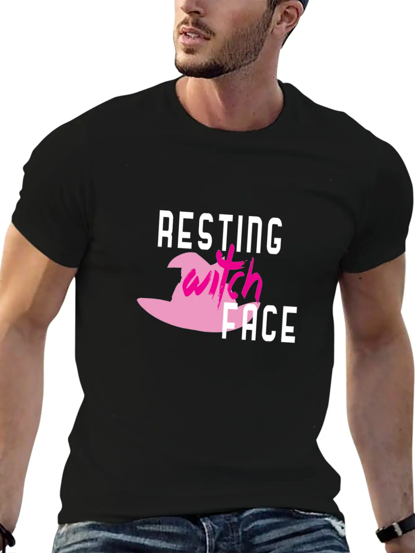 Resting Witch Face Halloween Basic Graphic T-Shirt – Daily Comfort In Soft Cotton