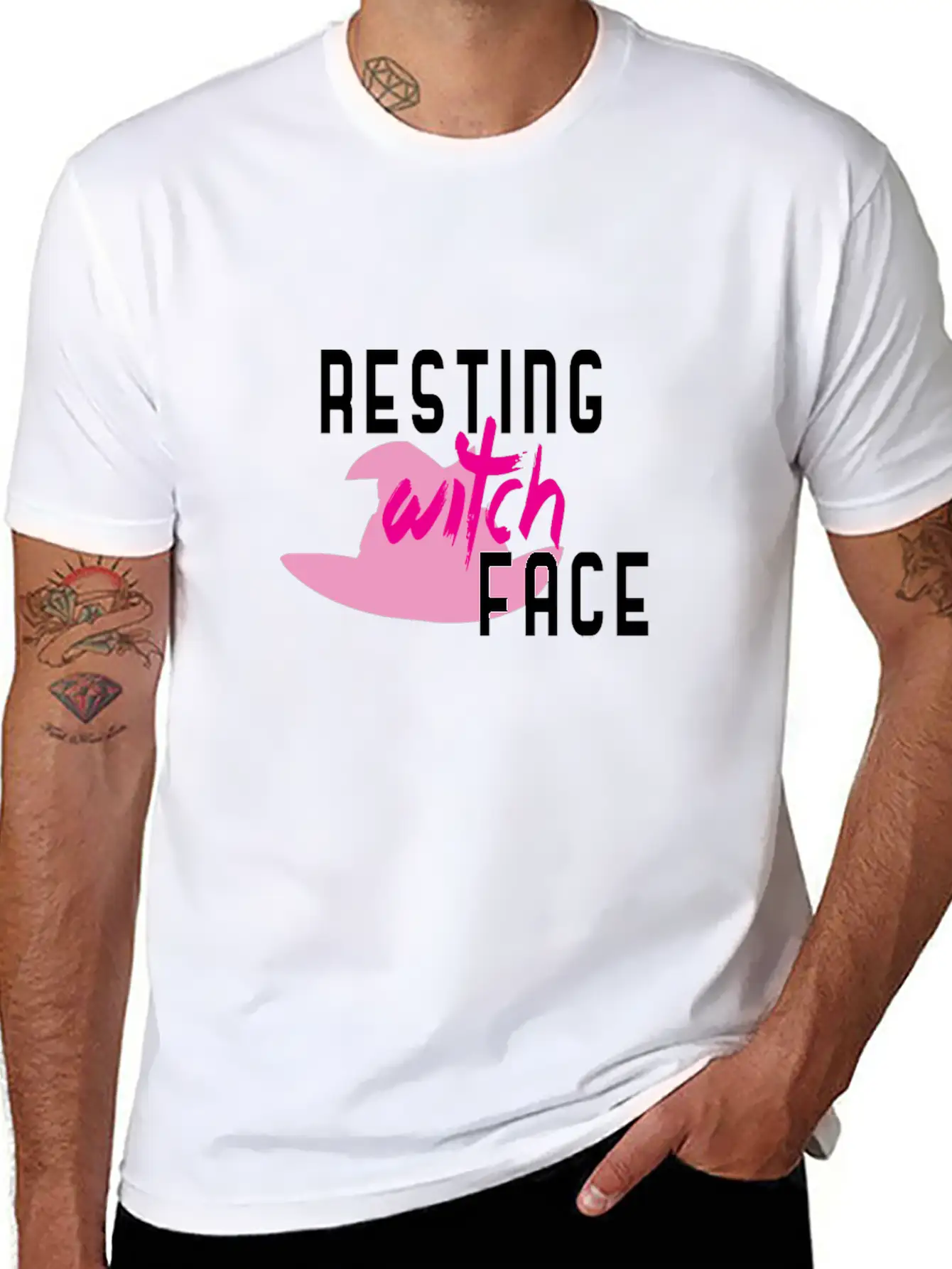 Resting Witch Face Halloween Basic Graphic T-Shirt – Daily Comfort In Soft Cotton