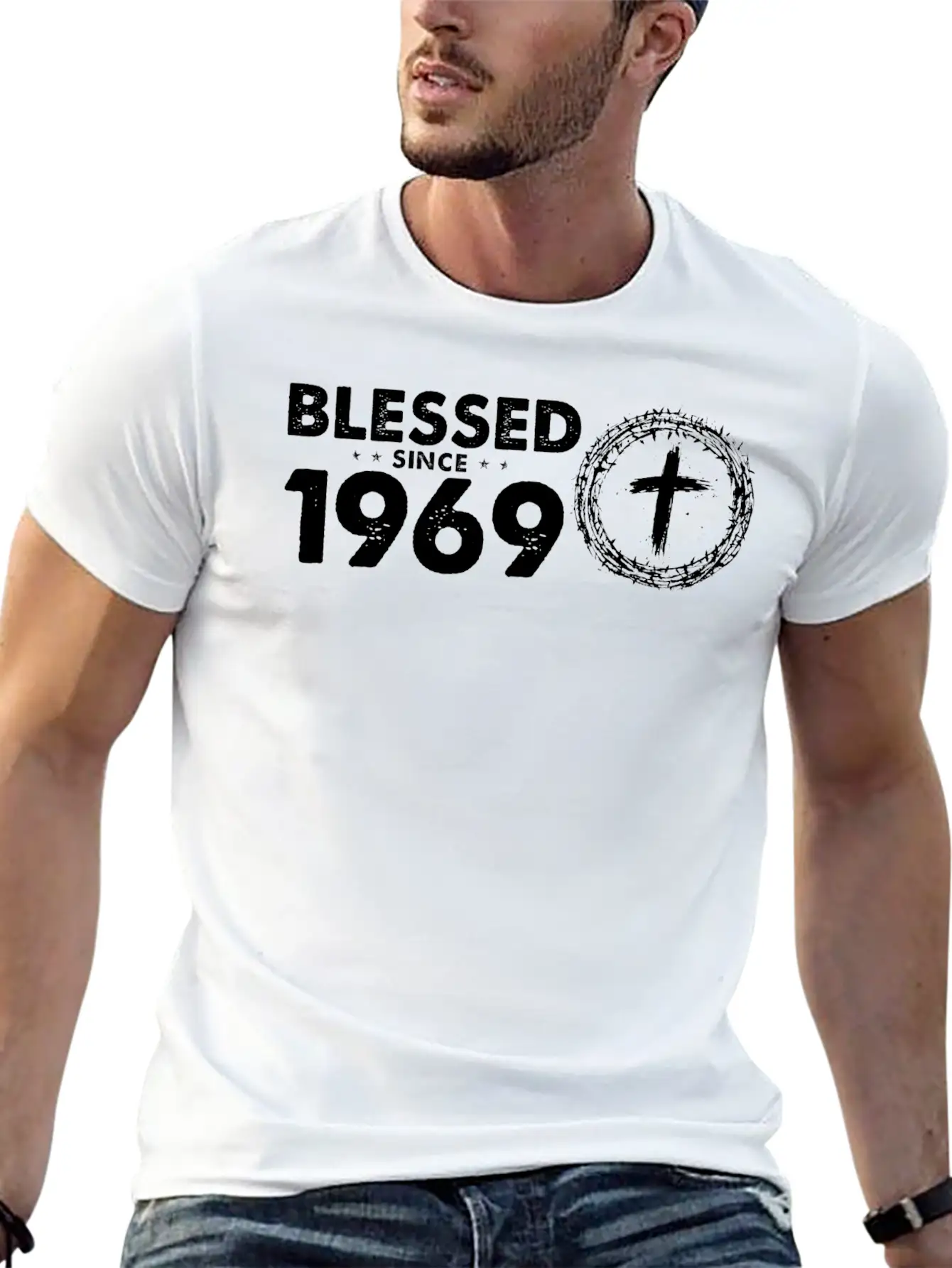 Retro 55th Birthday - Blessed Since 1969 By God's Stylish Everyday T-Shirt – Unisex Basic Cotton Tee