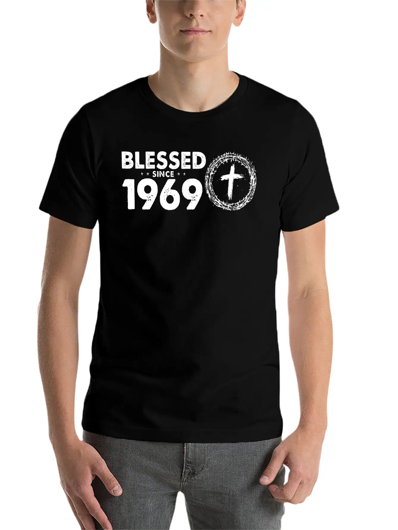 Retro 55th Birthday - Blessed Since 1969 By God's Stylish Everyday T-Shirt – Unisex Basic Cotton Tee