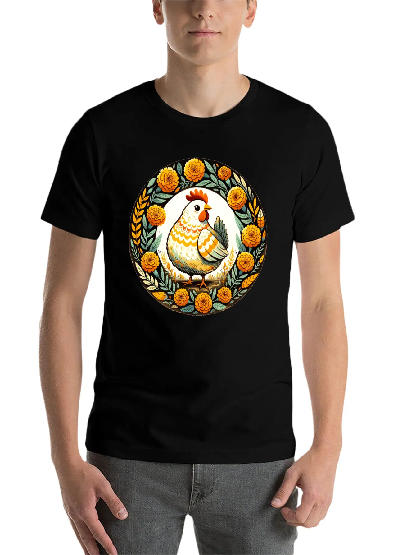 Retro Chicken Basic Graphic T-Shirt – Daily Comfort In Soft Cotton