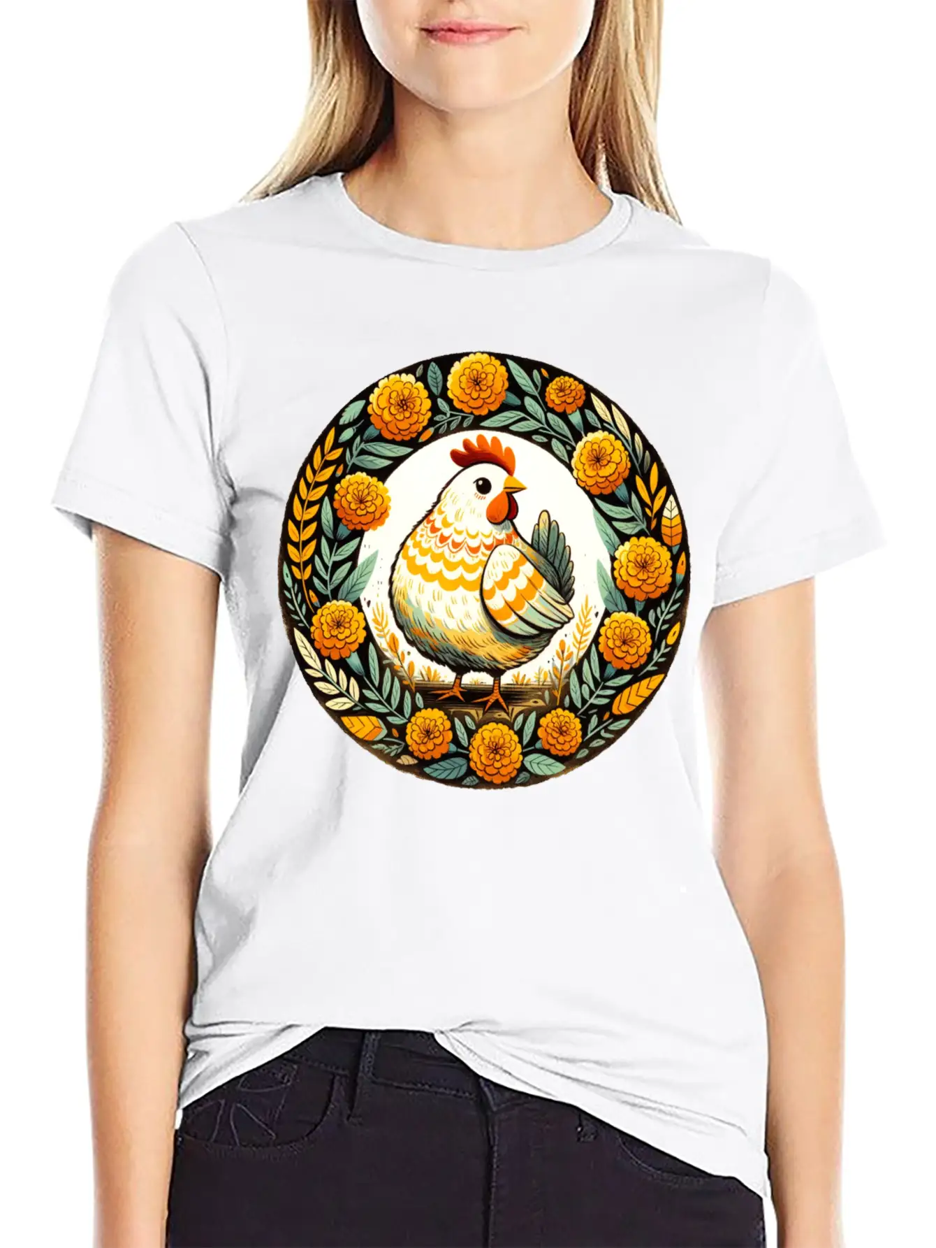 Retro Chicken Basic Graphic T-Shirt – Daily Comfort In Soft Cotton