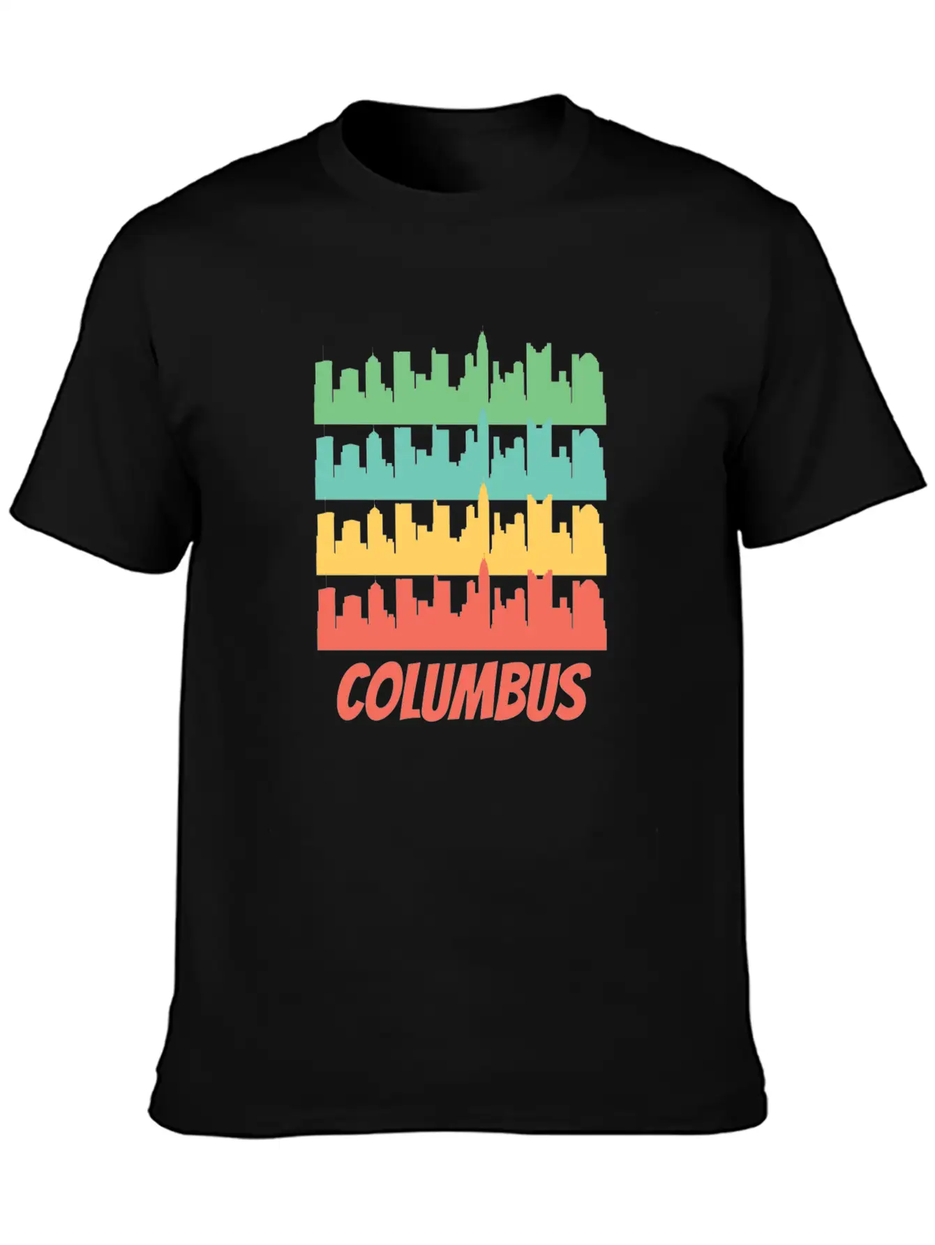 Retro Columbus OH Skyline Pop Art Stylish Everyday T-Shirt – Unisex Basic Cotton Tee