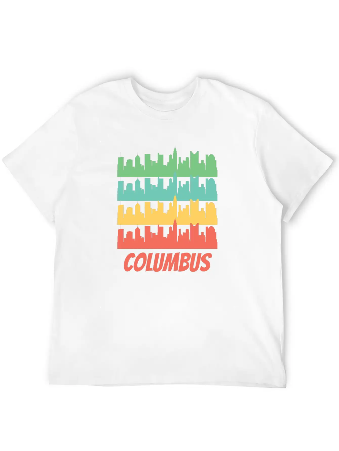 Retro Columbus OH Skyline Pop Art Stylish Everyday T-Shirt – Unisex Basic Cotton Tee