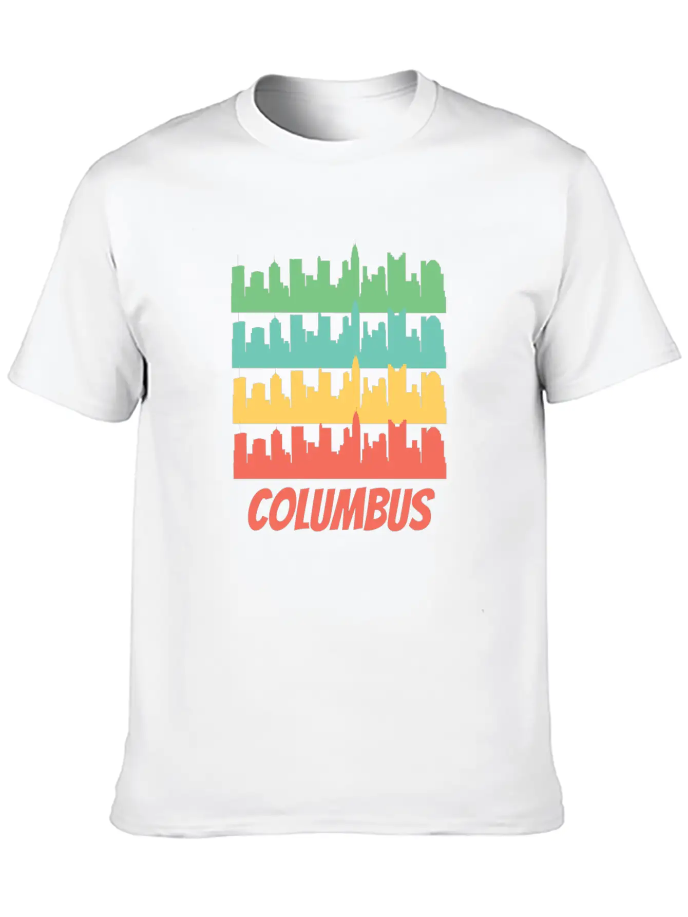 Retro Columbus OH Skyline Pop Art Stylish Everyday T-Shirt – Unisex Basic Cotton Tee