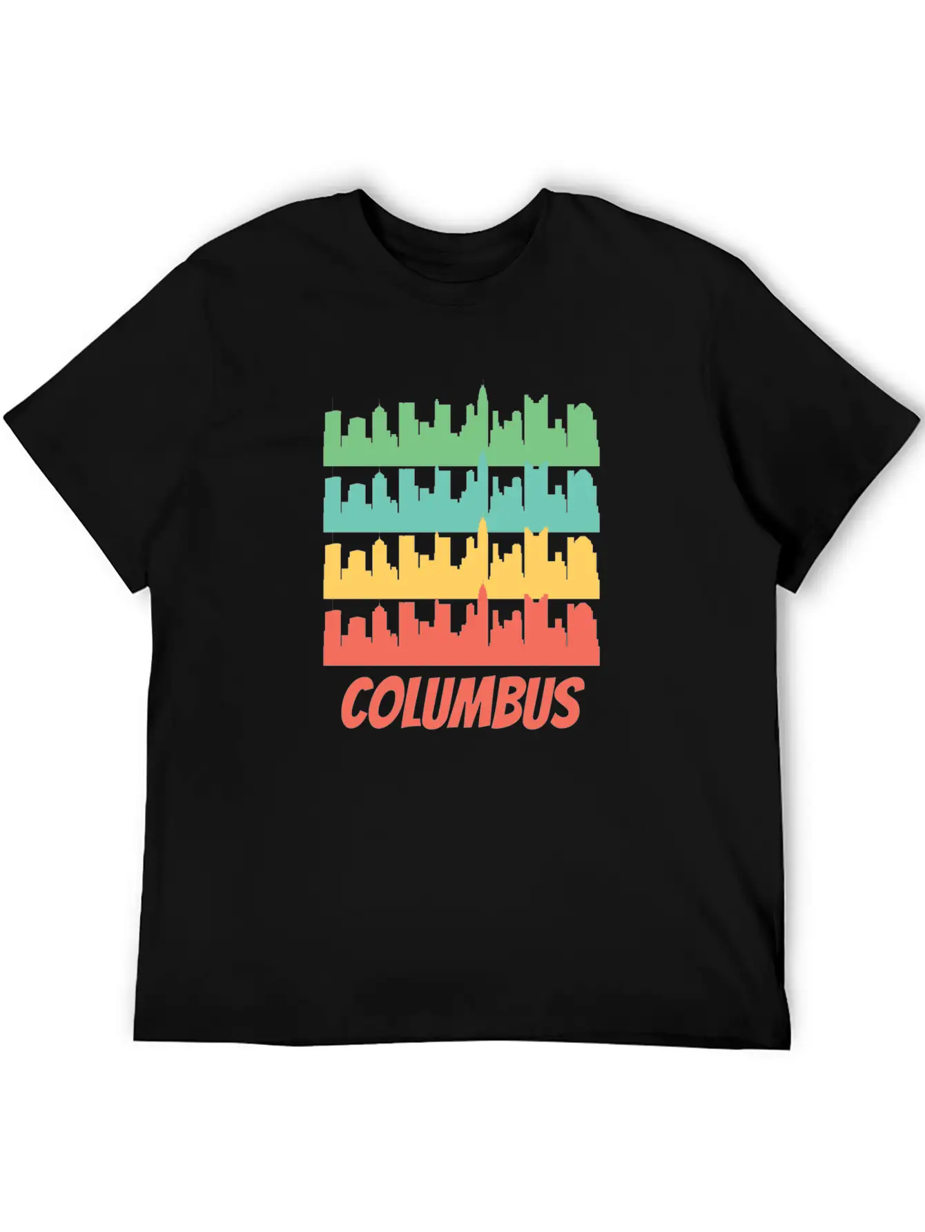 Retro Columbus OH Skyline Pop Art Stylish Everyday T-Shirt – Unisex Basic Cotton Tee