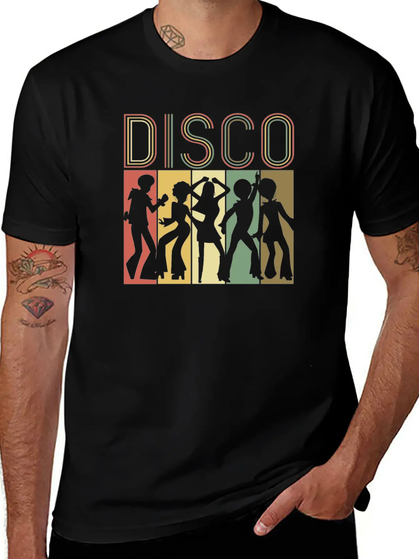 Retro Disco Dance Gift Vintage Groovy Disco 70s Classic Crew Neck Graphic Tee – Everyday Minimal Look