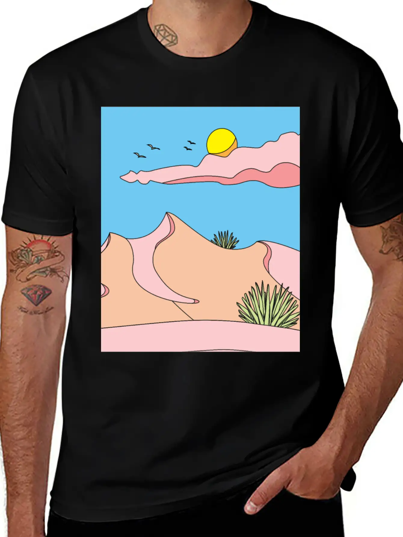 Retro Sun Summer Sand In The Desert Basic Graphic T-Shirt – Daily Comfort In Soft Cotton