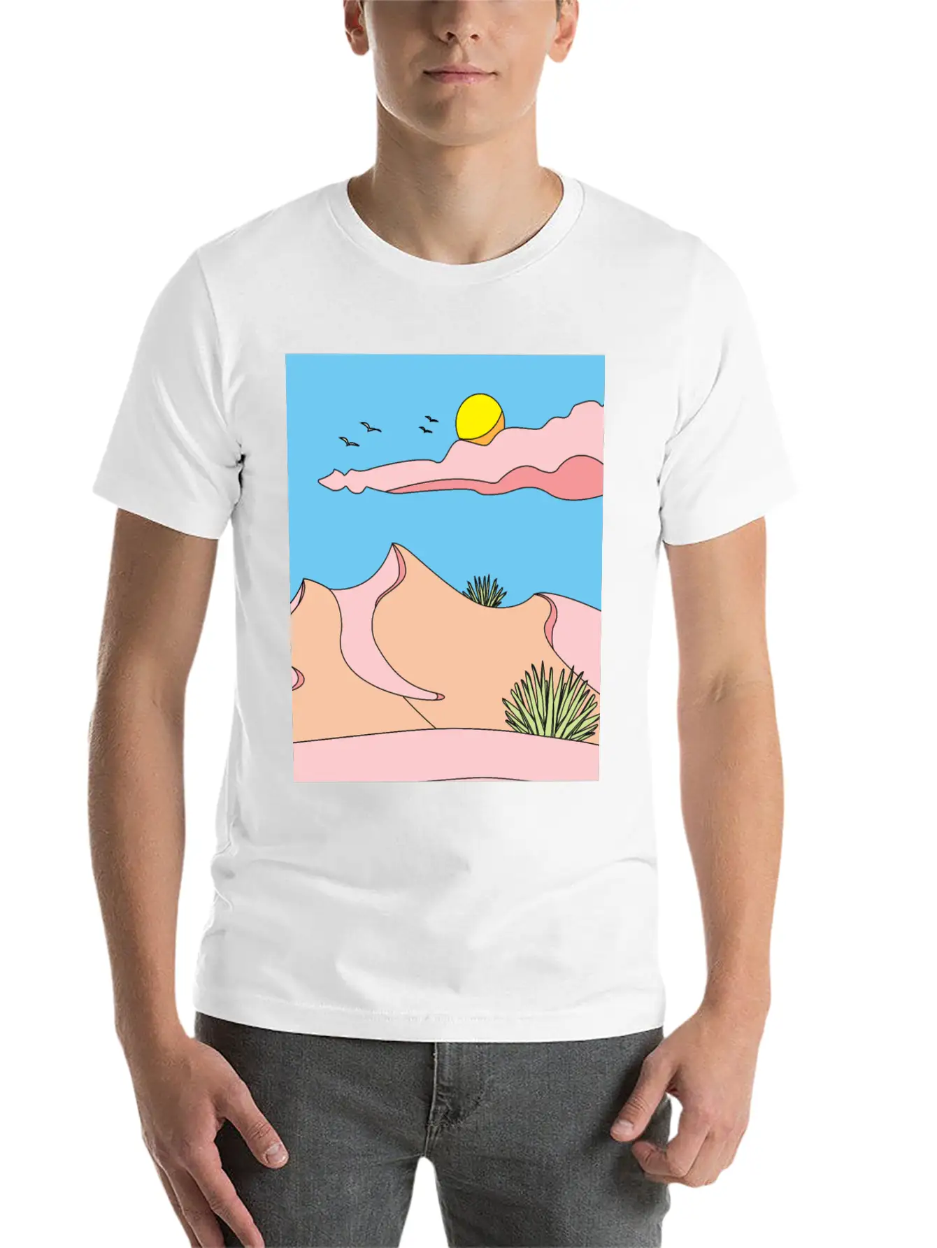 Retro Sun Summer Sand In The Desert Basic Graphic T-Shirt – Daily Comfort In Soft Cotton