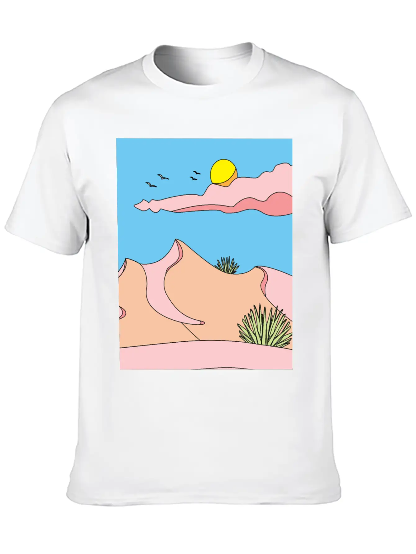 Retro Sun Summer Sand In The Desert Basic Graphic T-Shirt – Daily Comfort In Soft Cotton