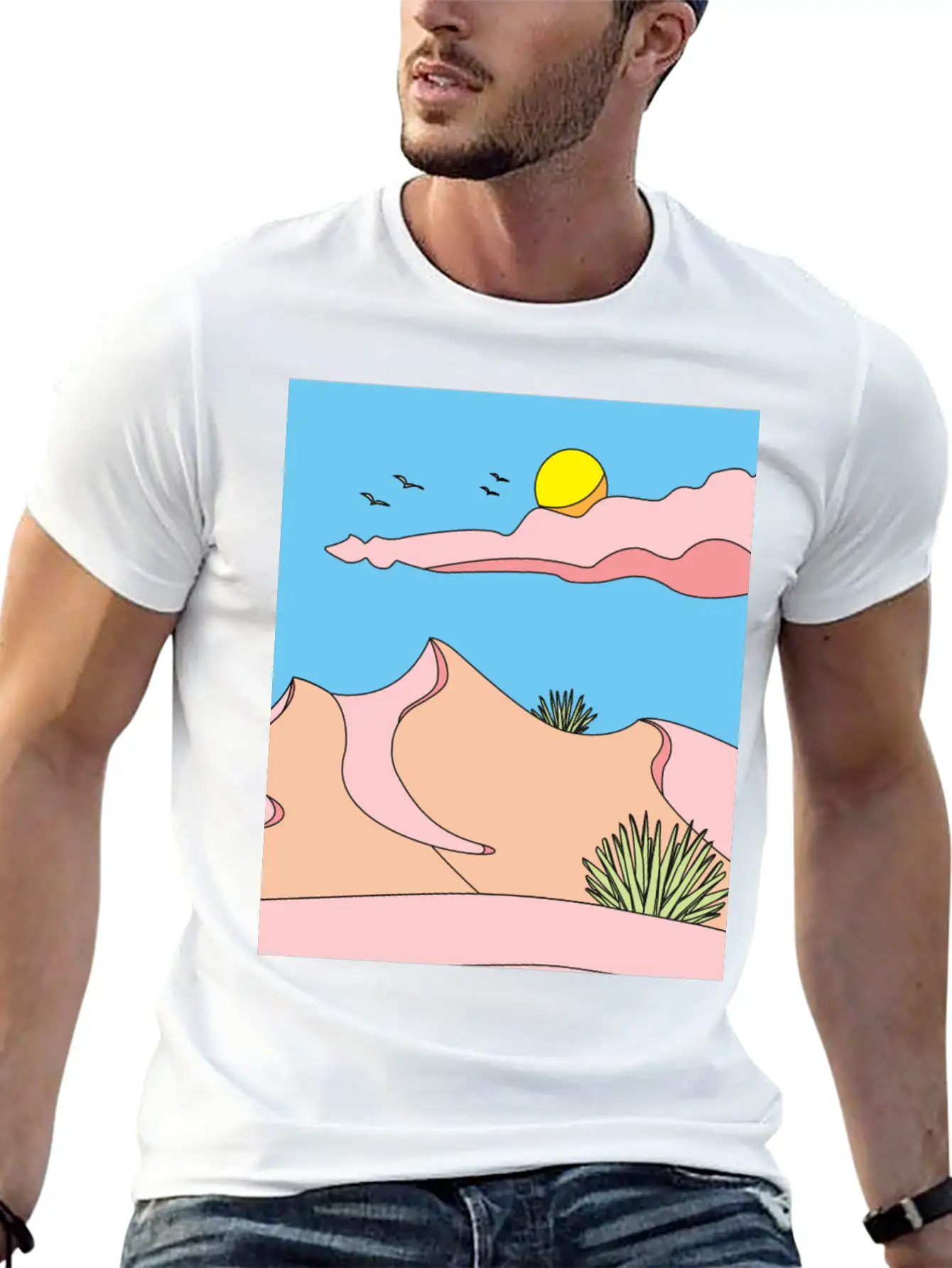Retro Sun Summer Sand In The Desert Basic Graphic T-Shirt – Daily Comfort In Soft Cotton