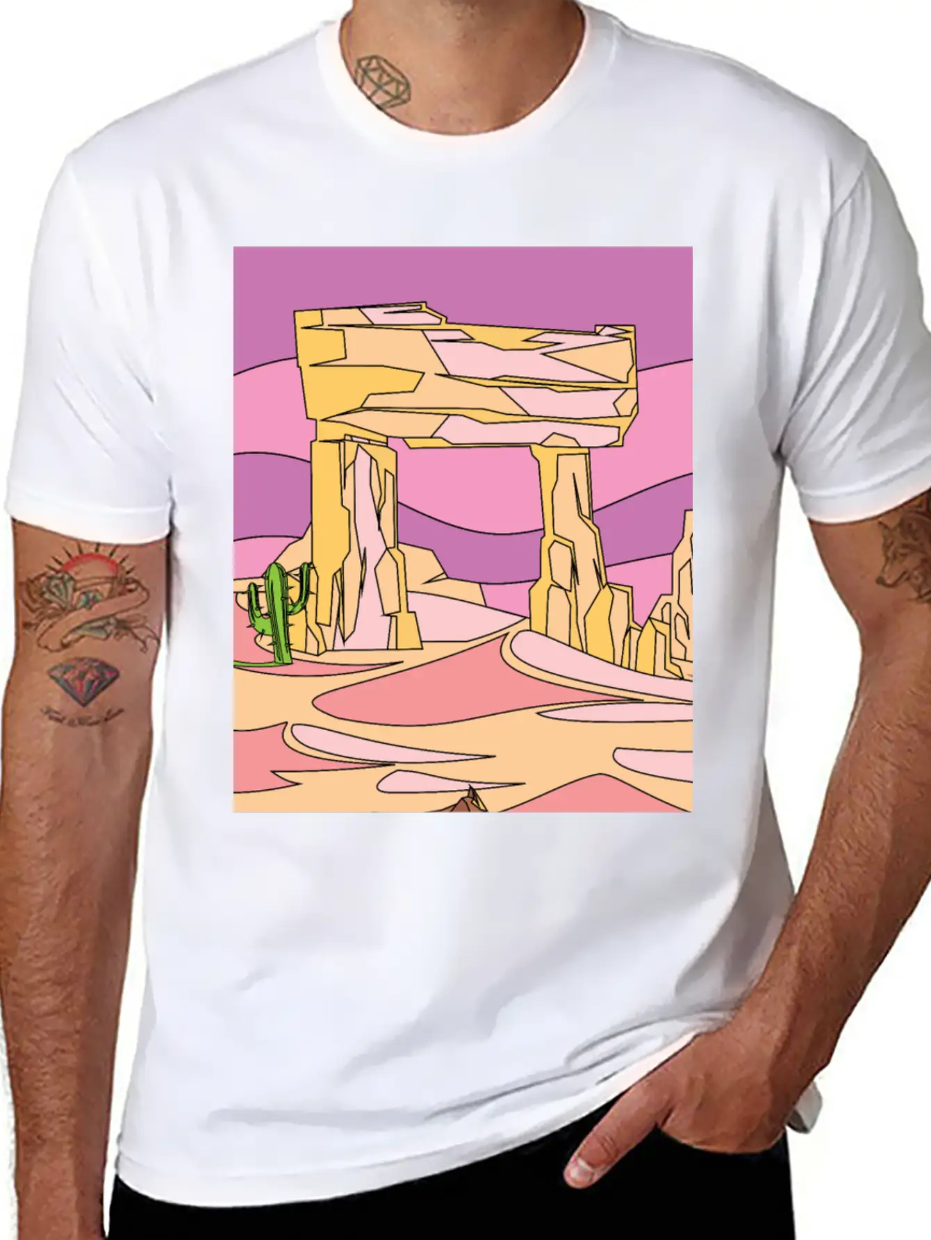 Retro Sunset In The Desert Stylish Everyday T-Shirt – Unisex Basic Cotton Tee