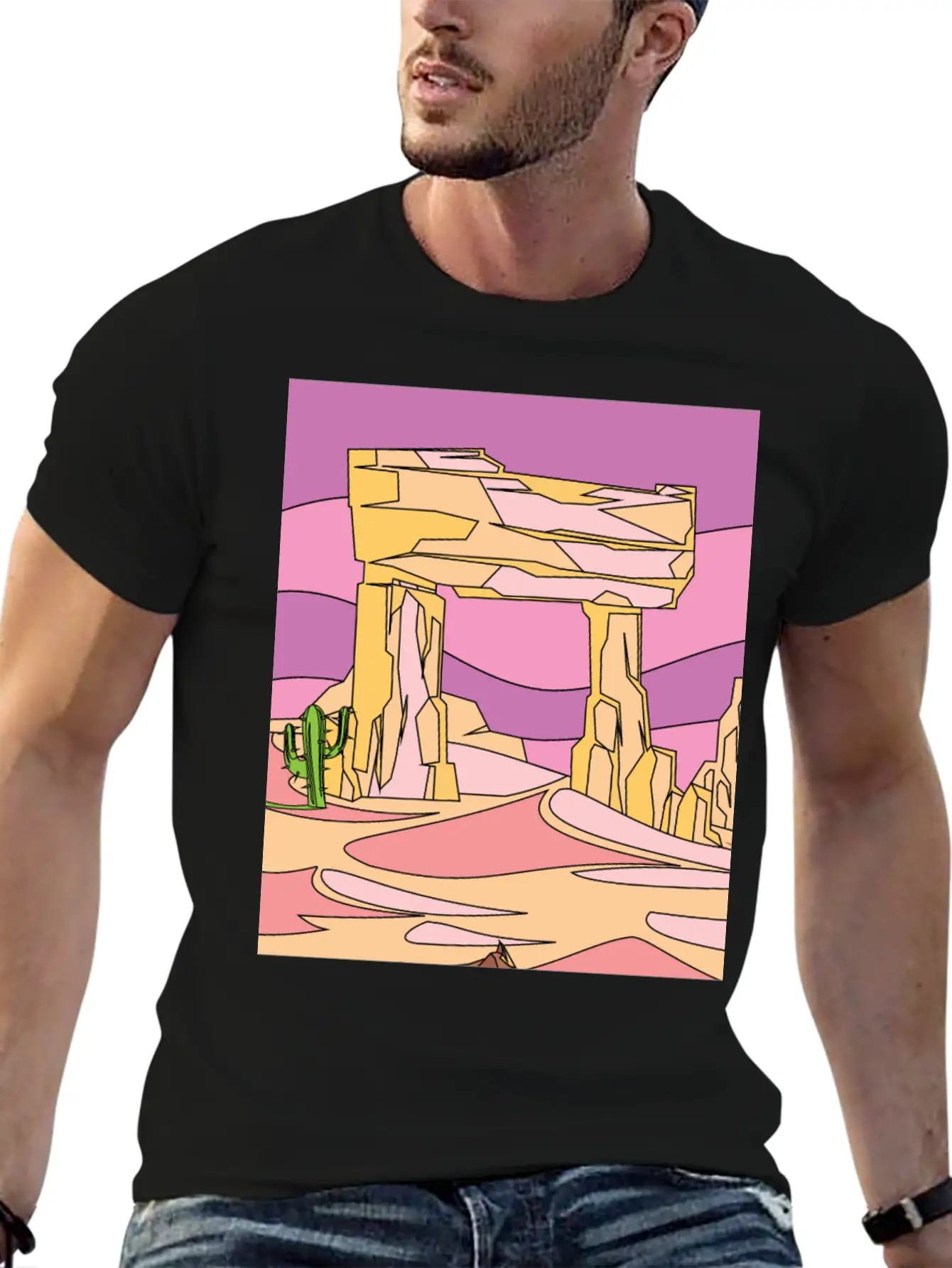 Retro Sunset In The Desert Stylish Everyday T-Shirt – Unisex Basic Cotton Tee