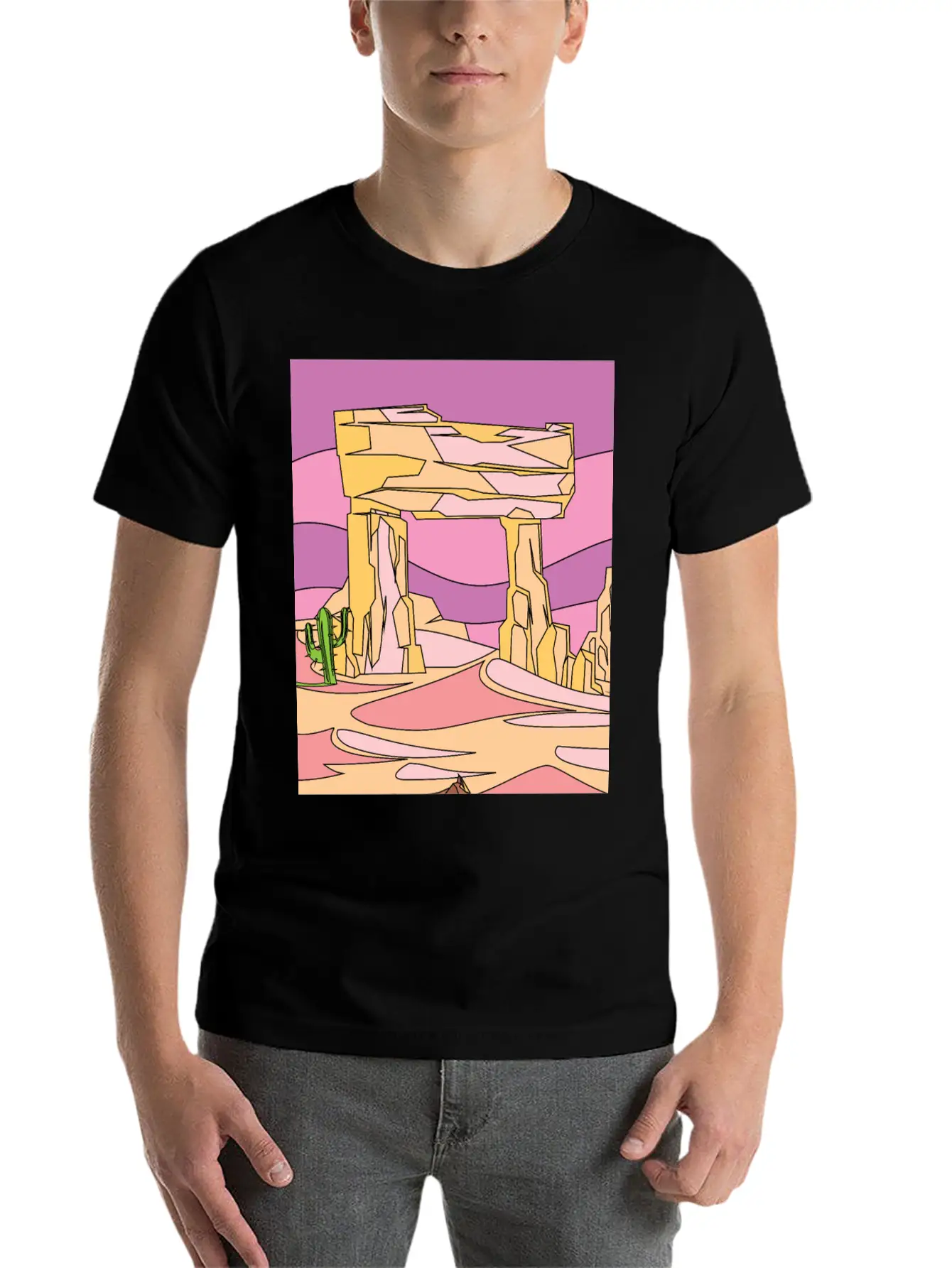 Retro Sunset In The Desert Stylish Everyday T-Shirt – Unisex Basic Cotton Tee