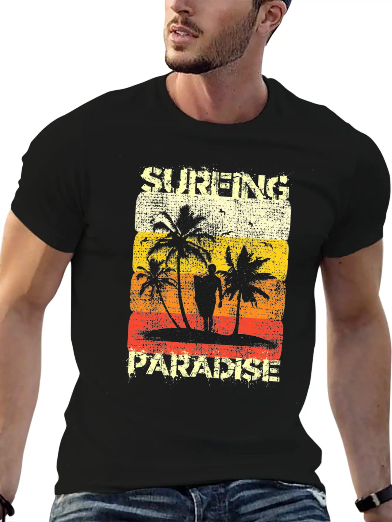 Retro Surfing Stylish Everyday T-Shirt – Unisex Basic Cotton Tee