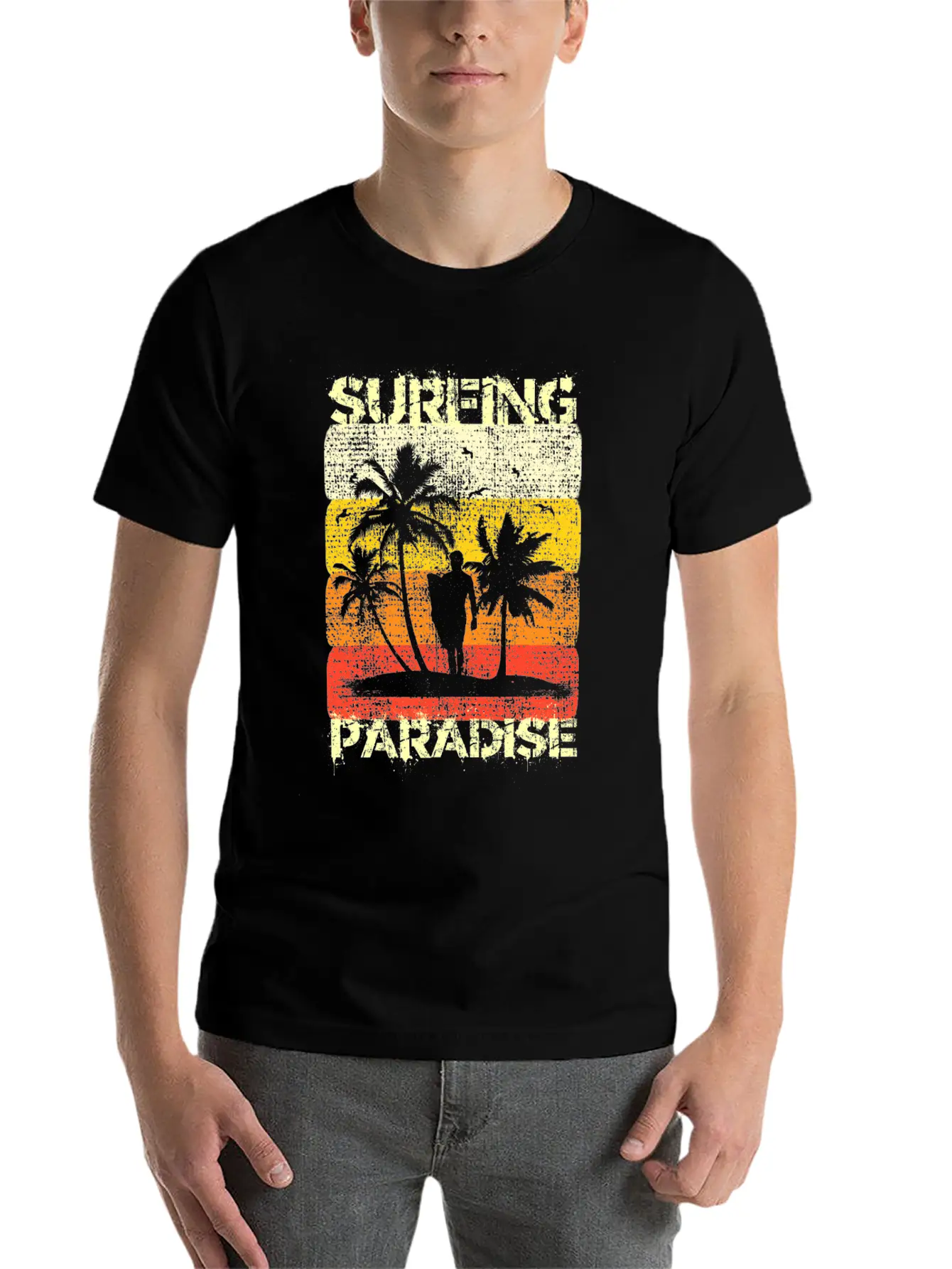 Retro Surfing Stylish Everyday T-Shirt – Unisex Basic Cotton Tee