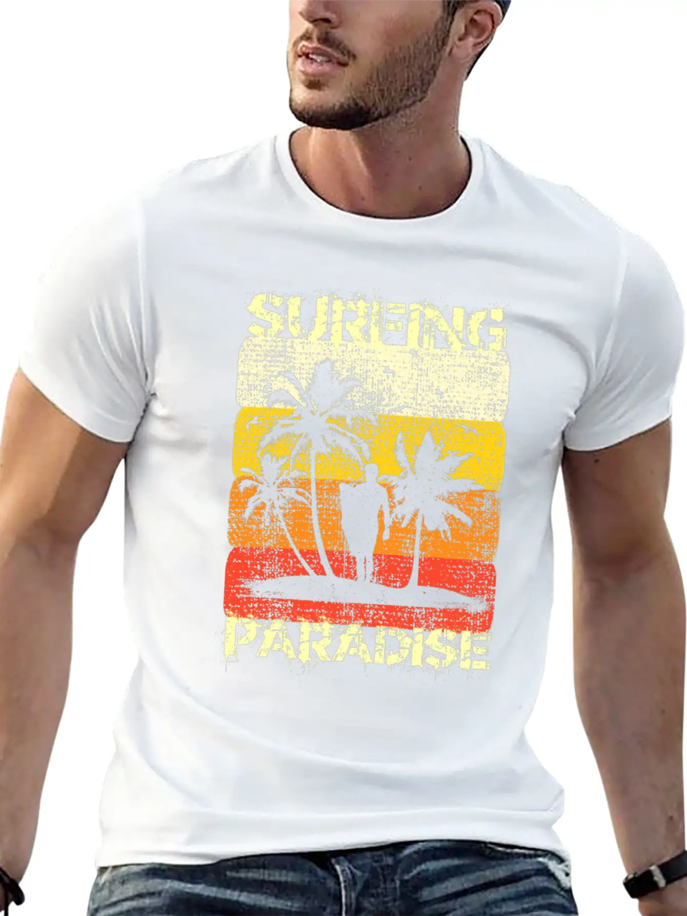 Retro Surfing Stylish Everyday T-Shirt – Unisex Basic Cotton Tee