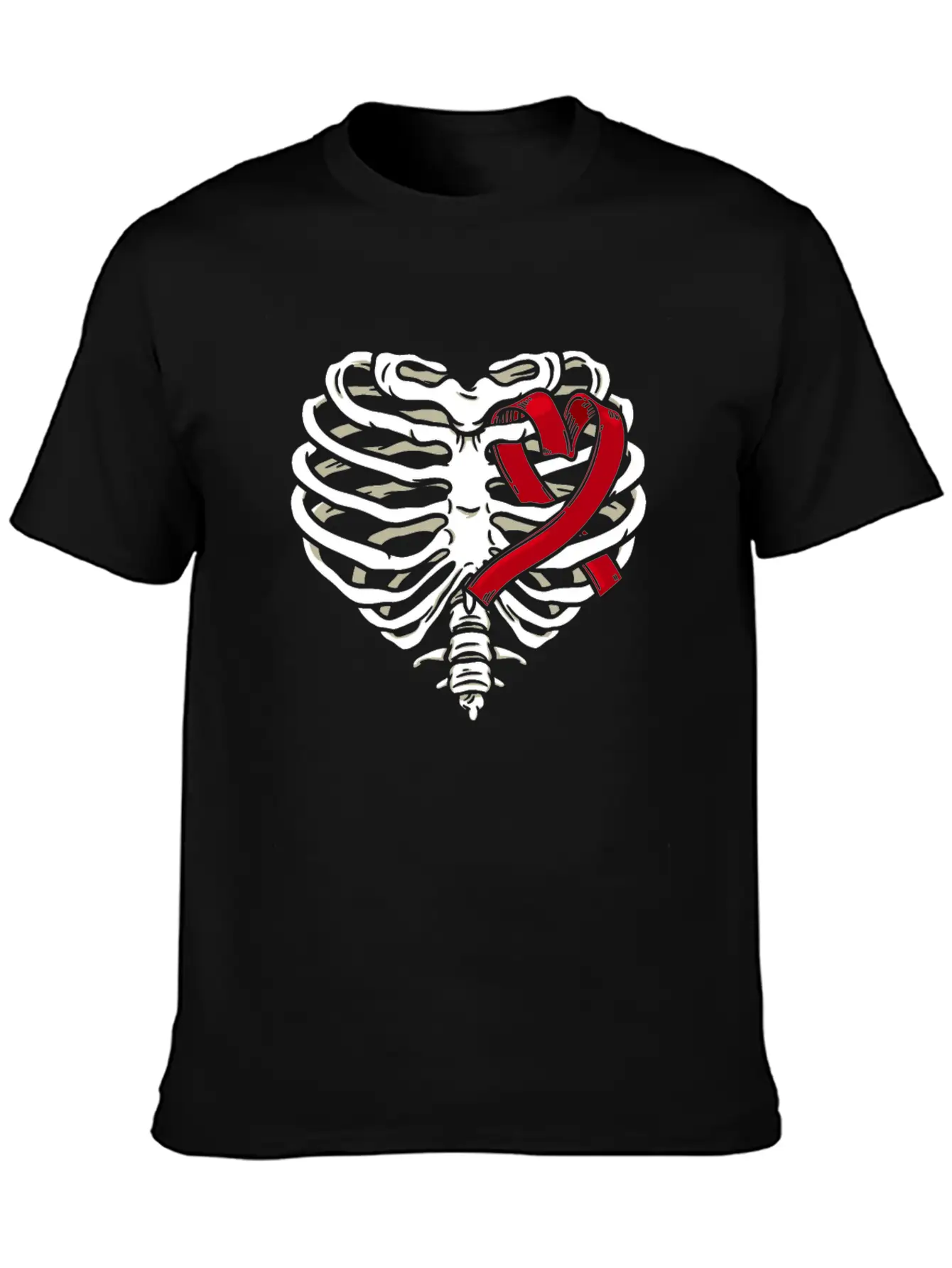 Ribcage Heart Ribbon Gothic Bones Skeleton Death Stylish Everyday T-Shirt – Unisex Basic Cotton Tee