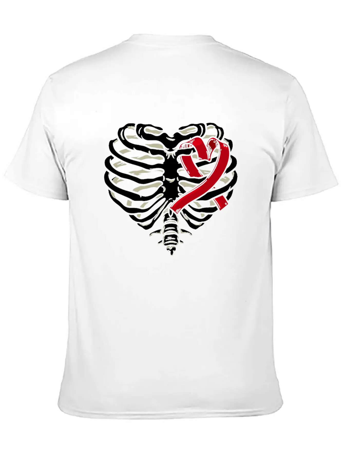 Ribcage Heart Ribbon Gothic Bones Skeleton Death Stylish Everyday T-Shirt – Unisex Basic Cotton Tee