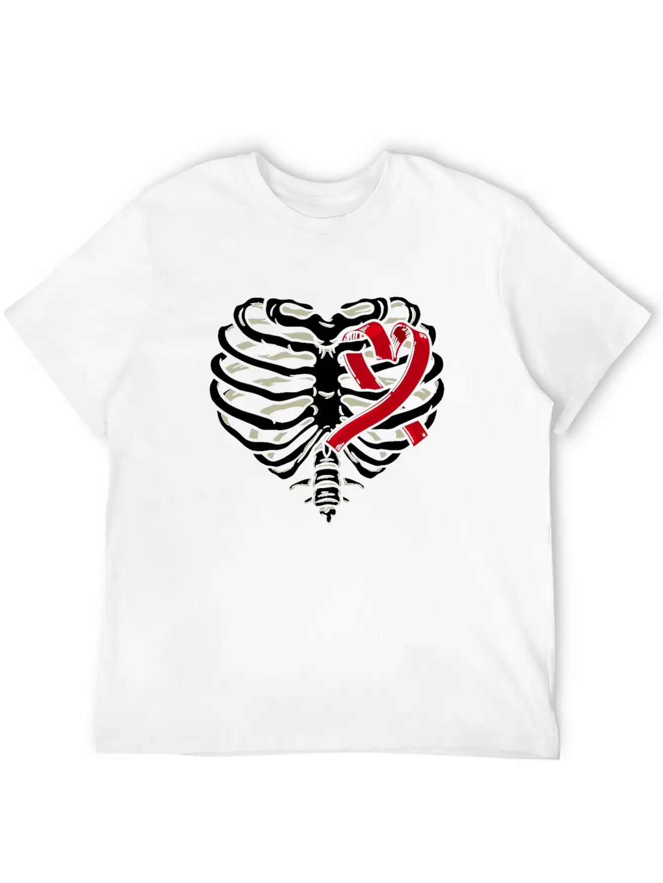 Ribcage Heart Ribbon Gothic Bones Skeleton Death Stylish Everyday T-Shirt – Unisex Basic Cotton Tee