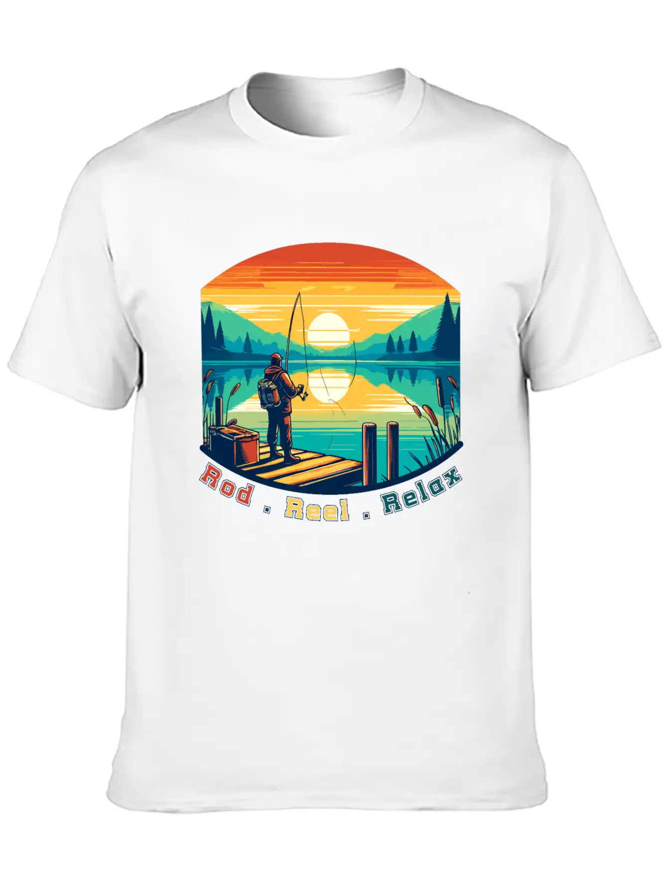 Rod, Reel, Relax Fishing T Shirt Basic Graphic T-Shirt – Daily Comfort In Soft Cotton
