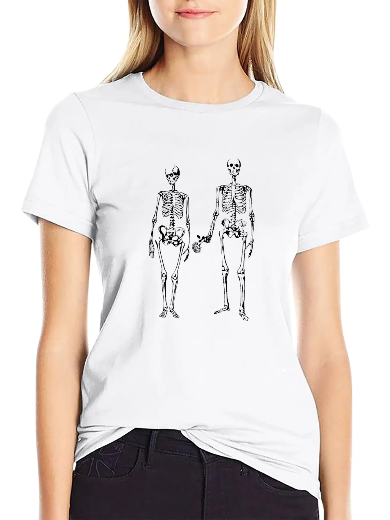 Romantic Skeletons Basic Graphic T-Shirt – Daily Comfort In Soft Cotton
