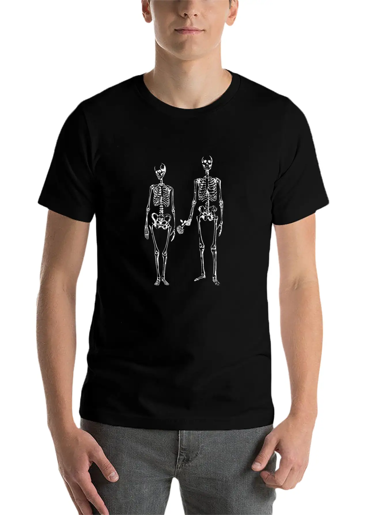 Romantic Skeletons Basic Graphic T-Shirt – Daily Comfort In Soft Cotton
