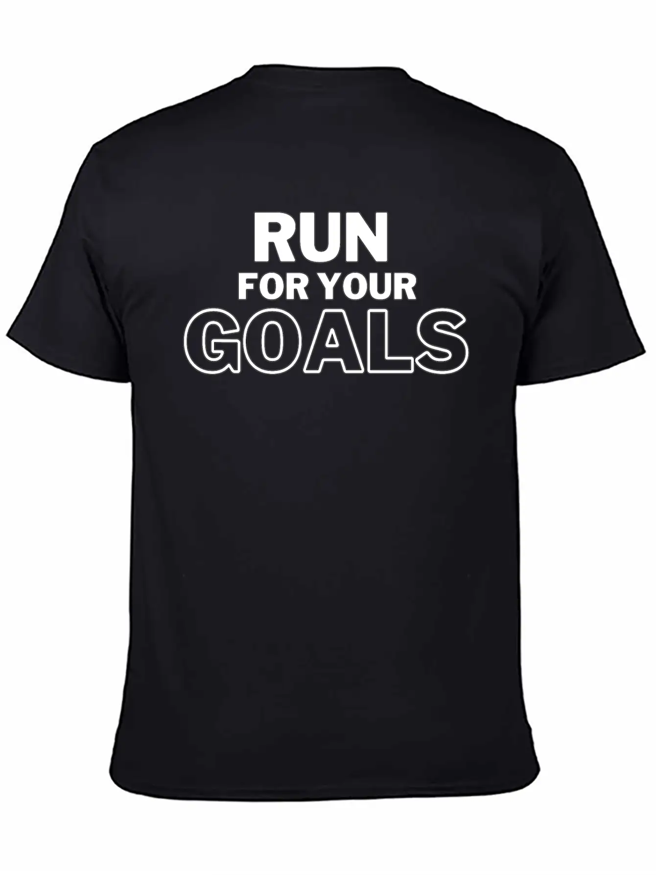 Run For Your Goals Motivational Quote Classic Crew Neck Graphic Tee – Everyday Minimal Look