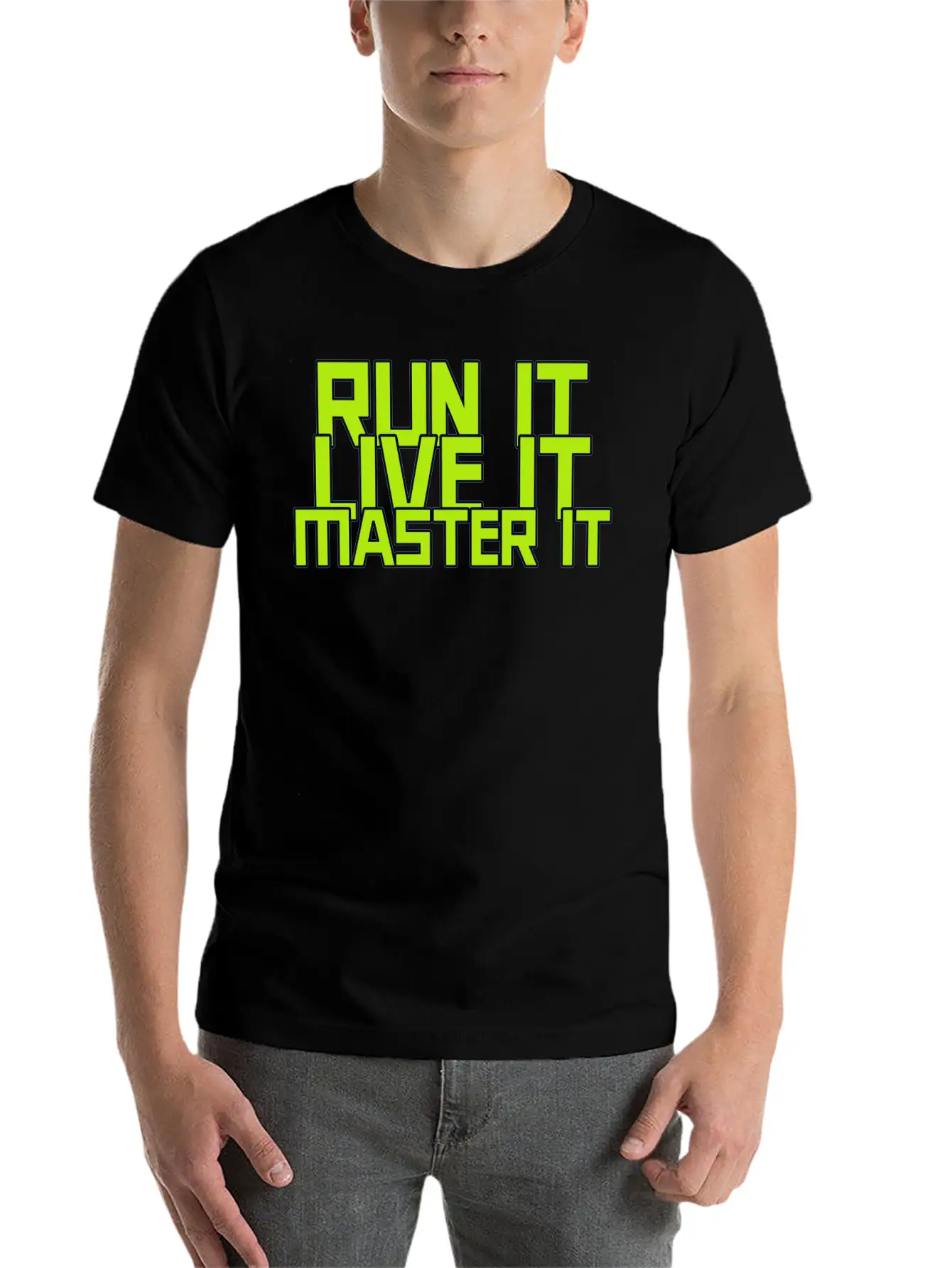 RUN IT LIVE IT MASTER IT RUNNING Simple Everyday Graphic Tee – Lightweight Summer Wear