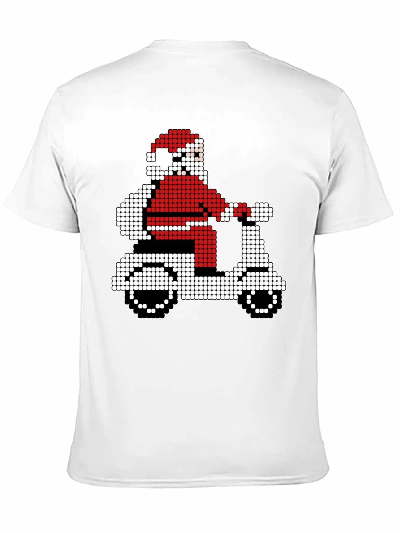 Santa On Scooter - Retro Pixel Art Christmas Desig Relaxed Everyday Tee – Lightweight And Durable Cotton