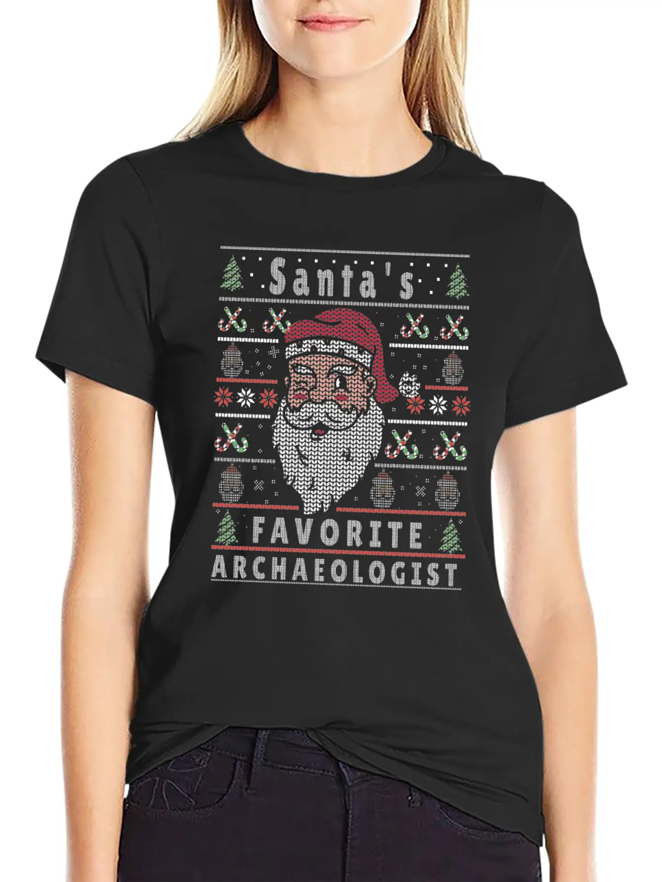 Santas XMAS Ugly Christmas Archaeologist Stylish Everyday T-Shirt – Unisex Basic Cotton Tee