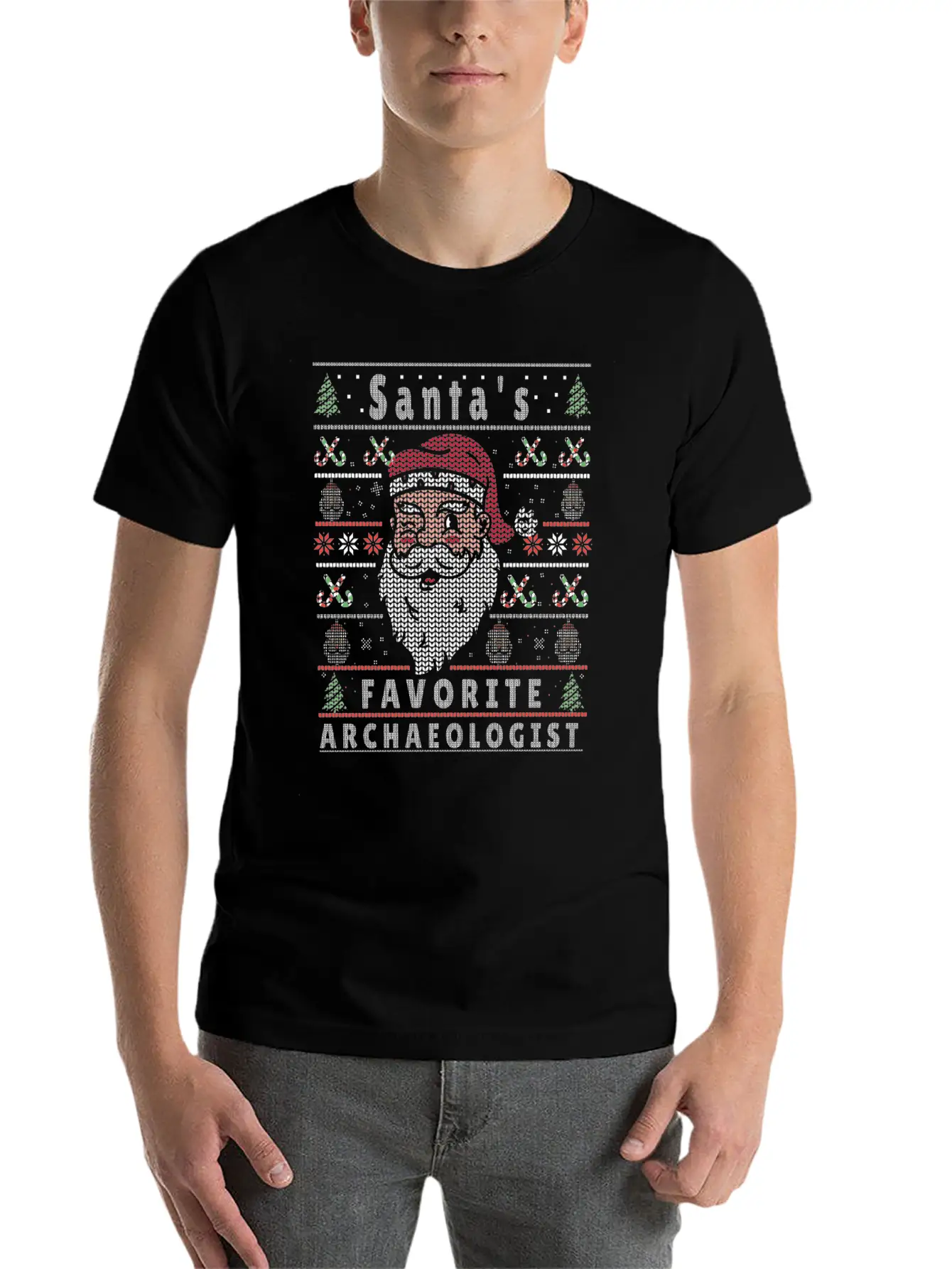 Santas XMAS Ugly Christmas Archaeologist Stylish Everyday T-Shirt – Unisex Basic Cotton Tee