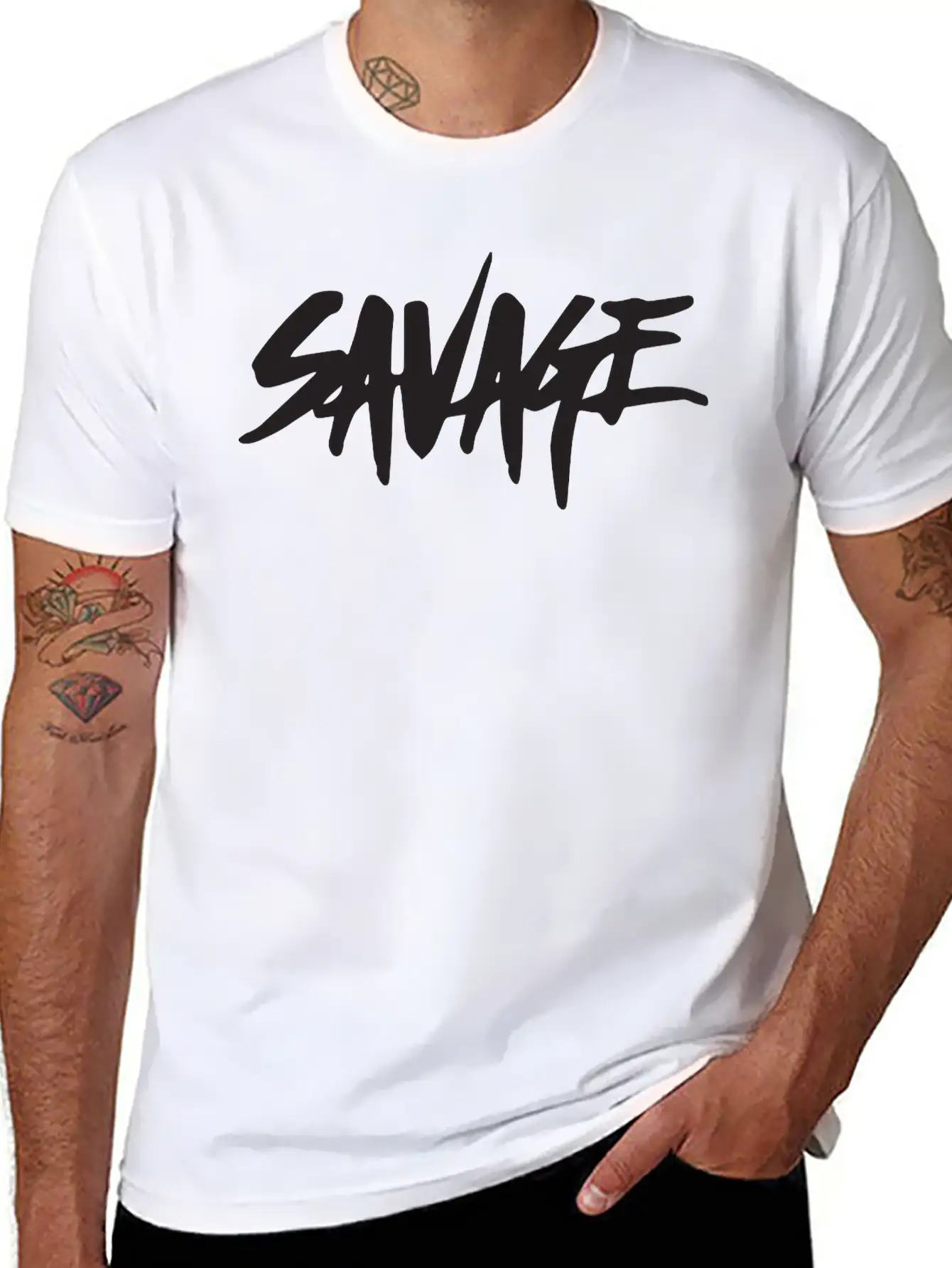 Savage Design, Customize Savage Classic Crew Neck Graphic Tee – Everyday Minimal Look