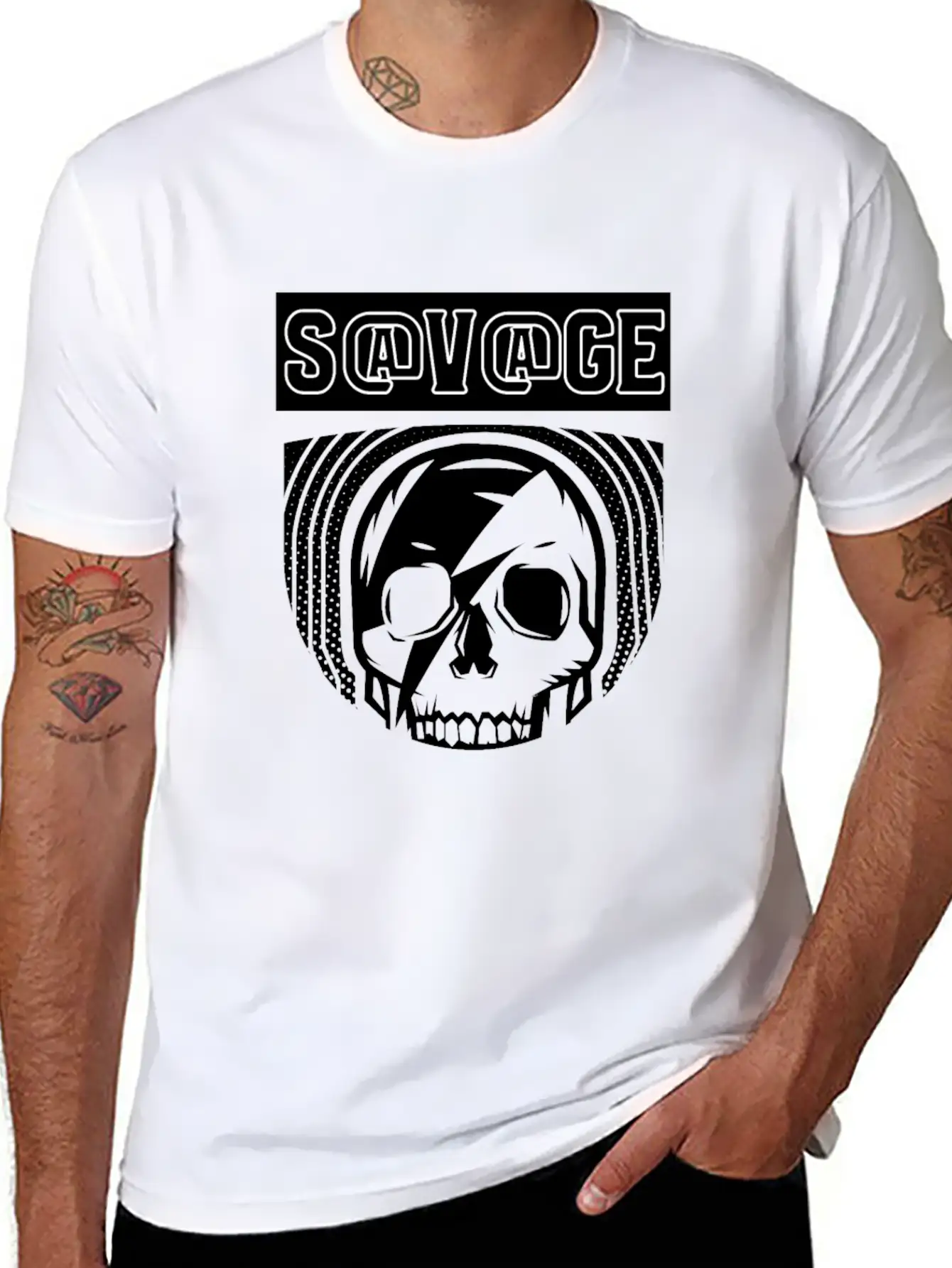 SAVAGE SKULL BLACK Stylish Everyday T-Shirt – Unisex Basic Cotton Tee