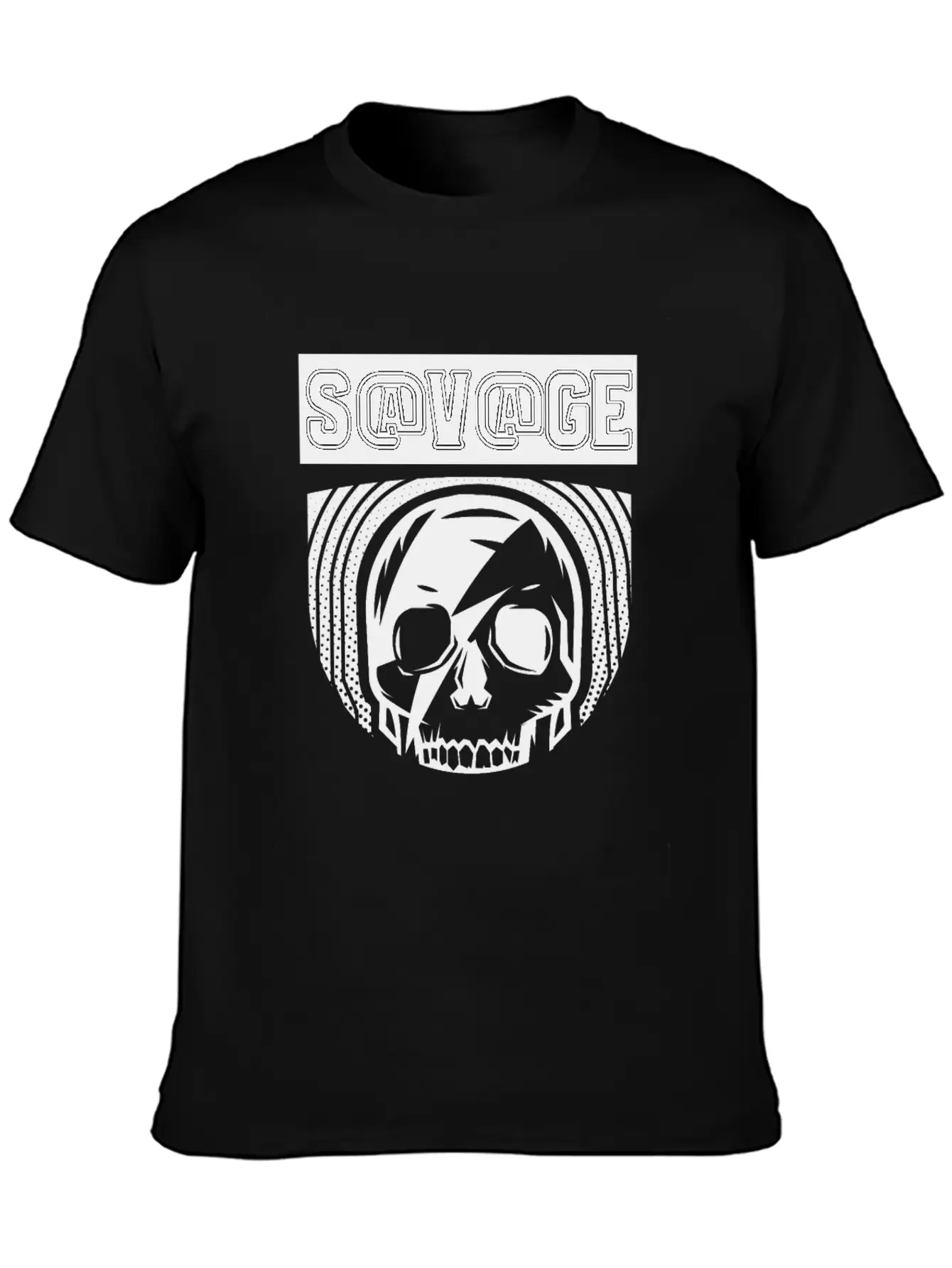SAVAGE SKULL BLACK Stylish Everyday T-Shirt – Unisex Basic Cotton Tee