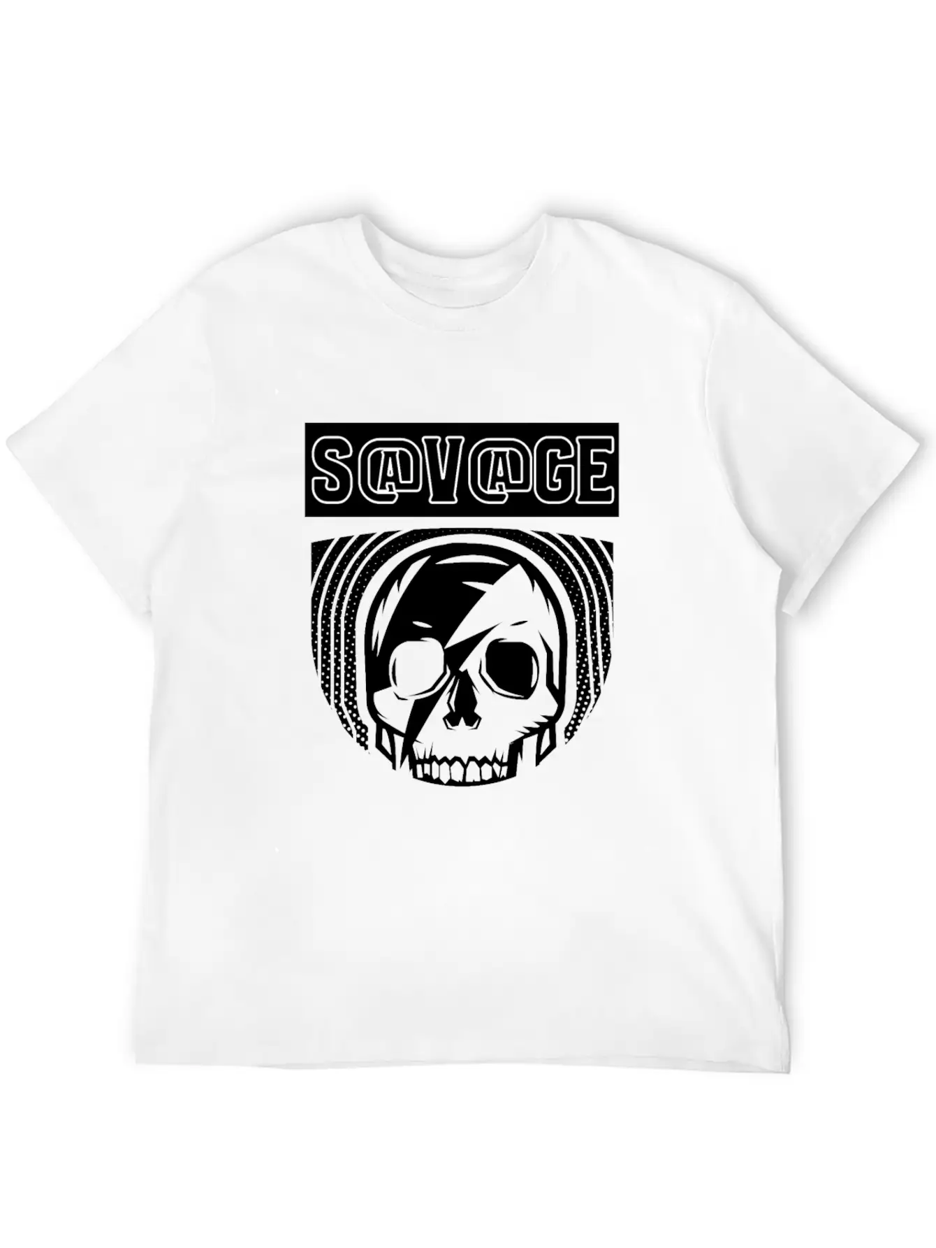 SAVAGE SKULL BLACK Stylish Everyday T-Shirt – Unisex Basic Cotton Tee