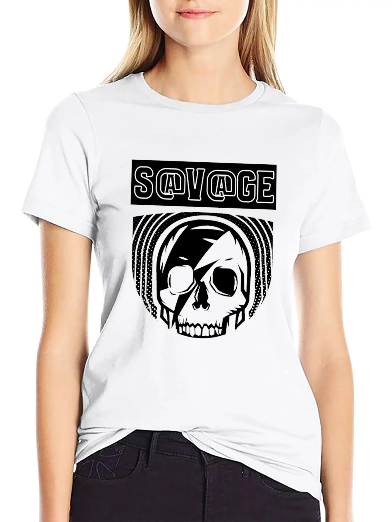 SAVAGE SKULL BLACK Stylish Everyday T-Shirt – Unisex Basic Cotton Tee