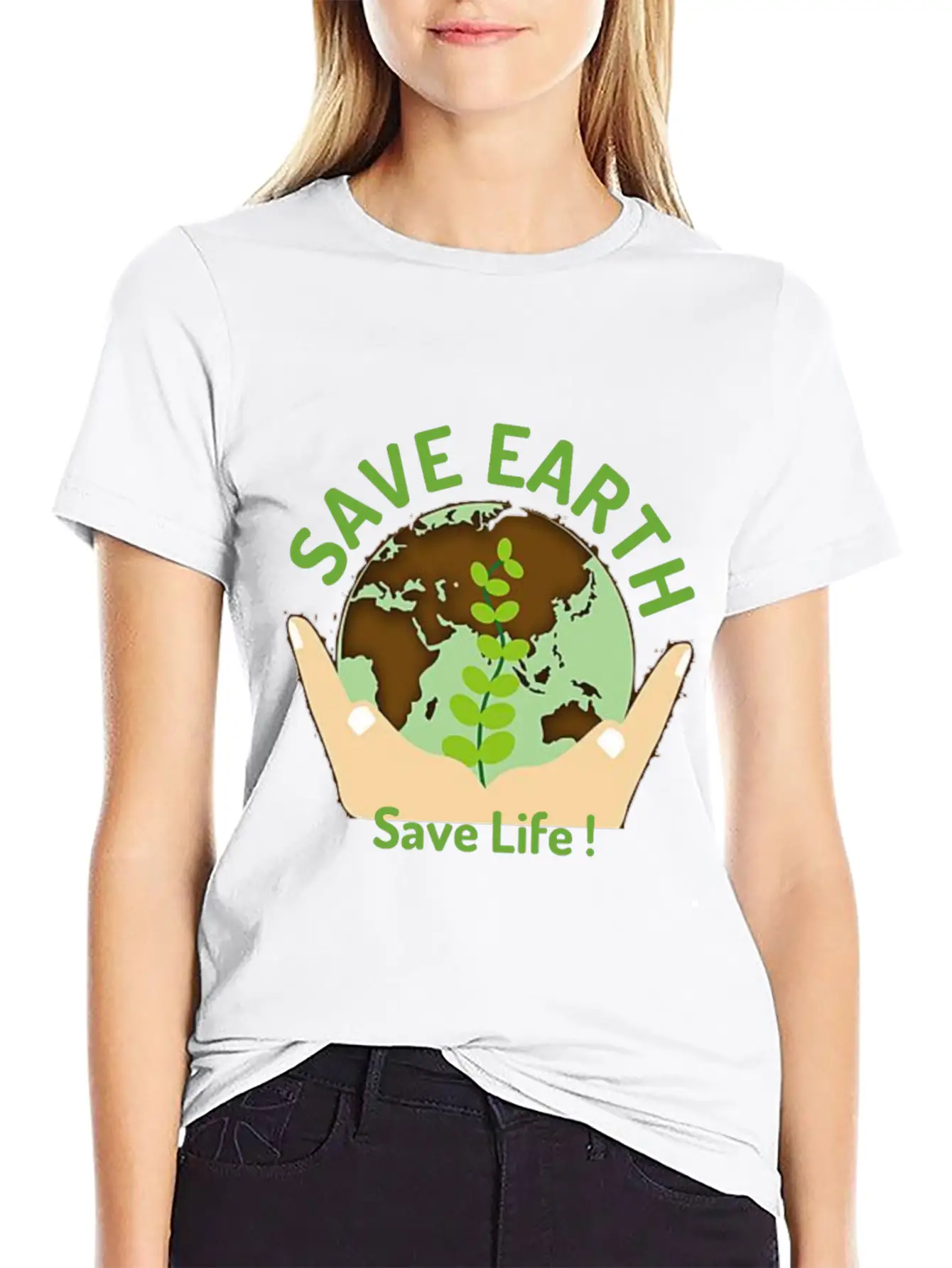 Save The Earth, Save Life ! Lightweight Cotton T-Shirt – Daily Comfort Graphic Shirt