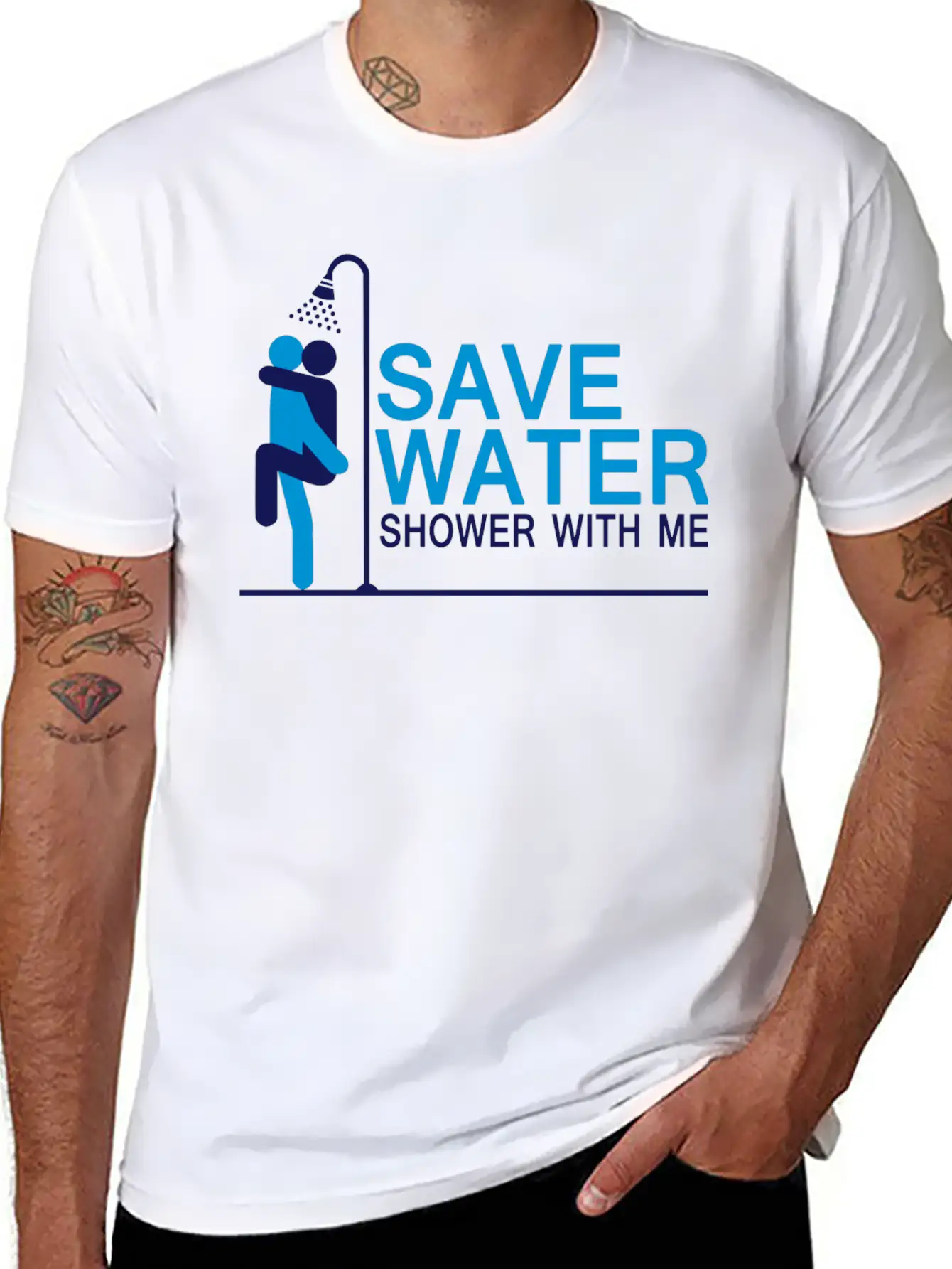 Save Water Shower With Me Stylish Everyday T-Shirt – Unisex Basic Cotton Tee
