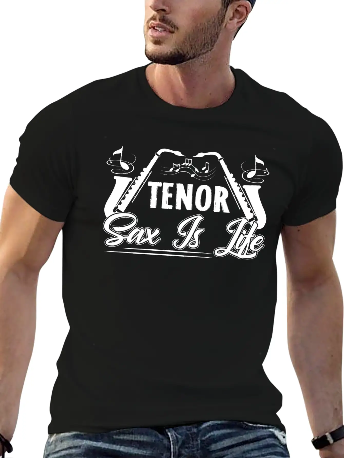 Saxophone Tenor Sax Is Life Simple Everyday Graphic Tee – Lightweight Summer Wear