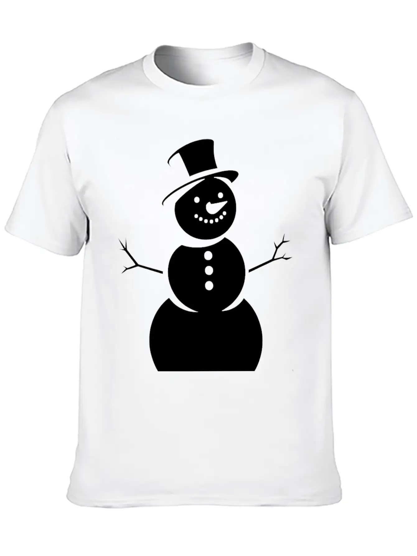 Schneemann, Silhouette, Minimalismus, Winter, Basic Graphic T-Shirt – Daily Comfort In Soft Cotton