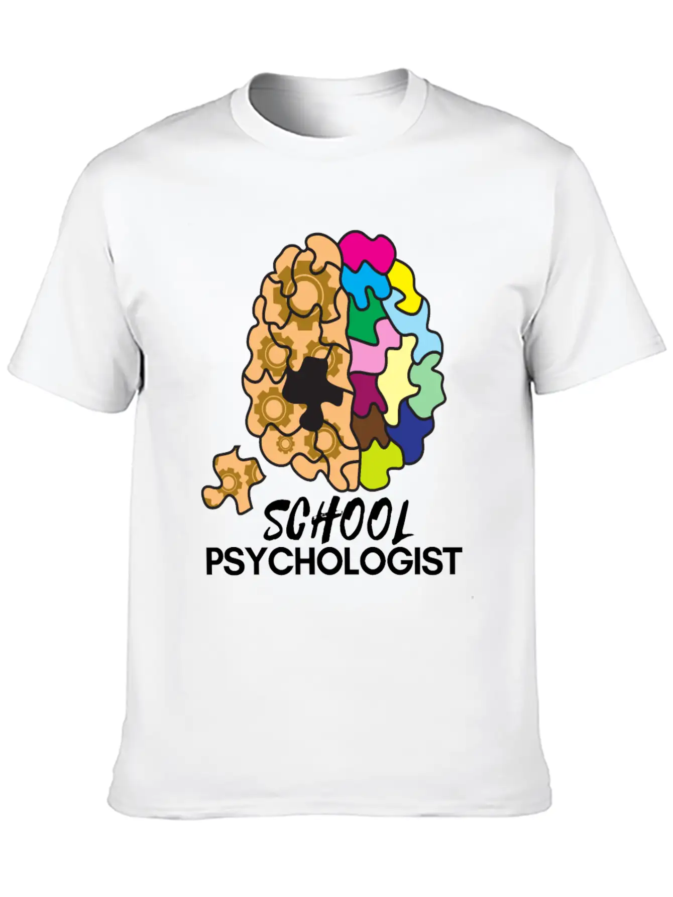 School Psychologist With Brain Basic Graphic T-Shirt – Daily Comfort In Soft Cotton