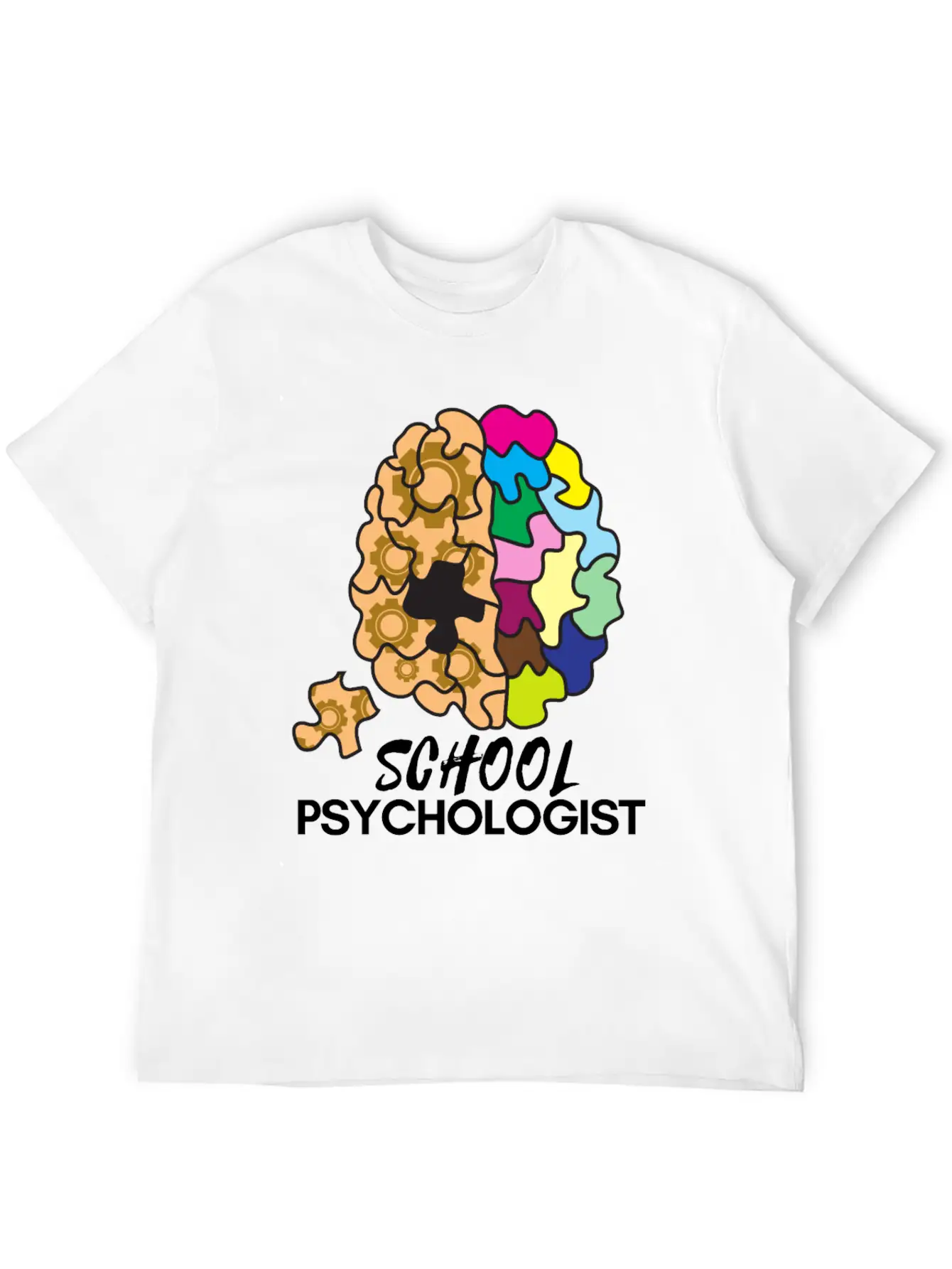 School Psychologist With Brain Basic Graphic T-Shirt – Daily Comfort In Soft Cotton