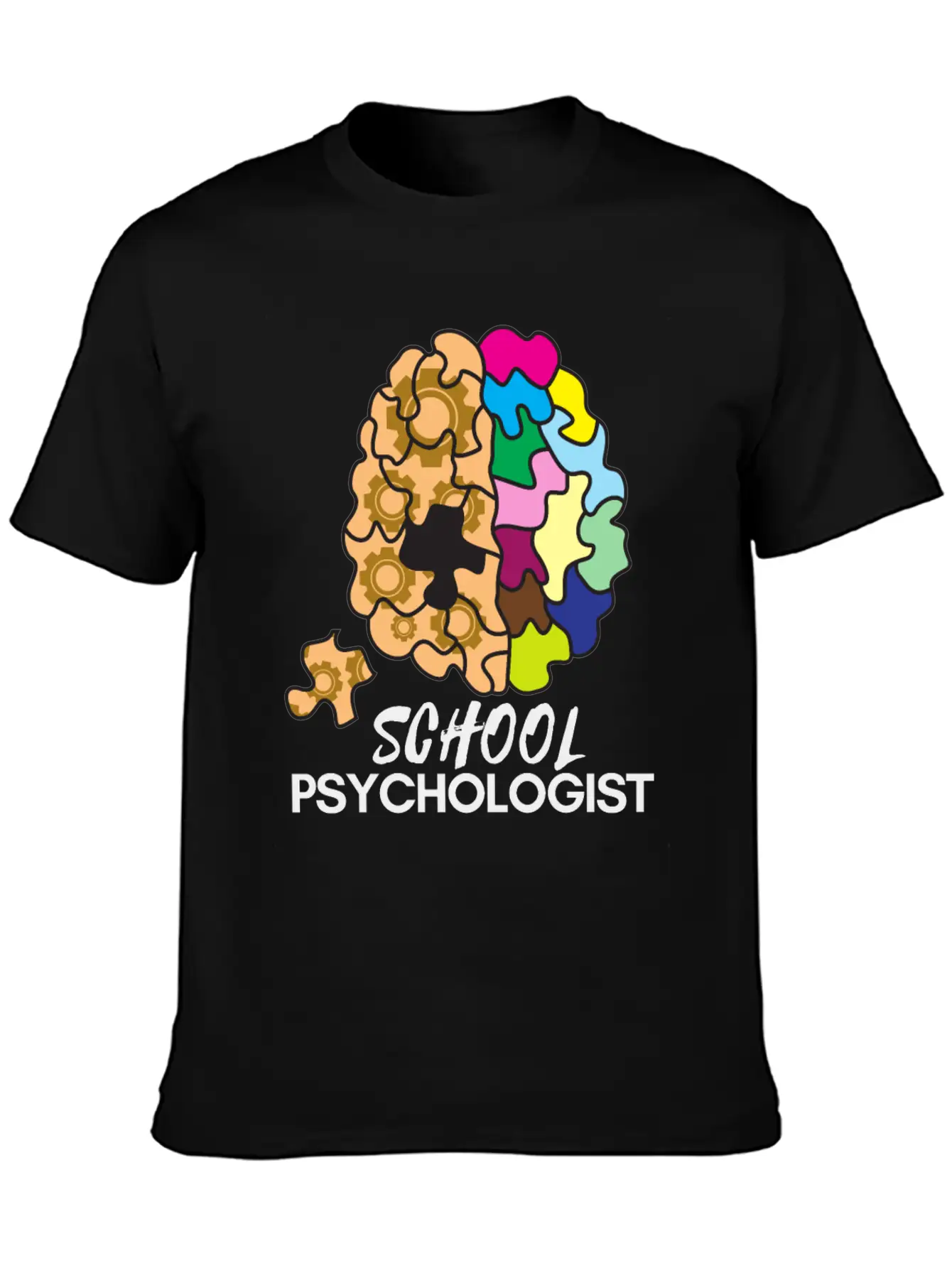 School Psychologist With Brain Basic Graphic T-Shirt – Daily Comfort In Soft Cotton