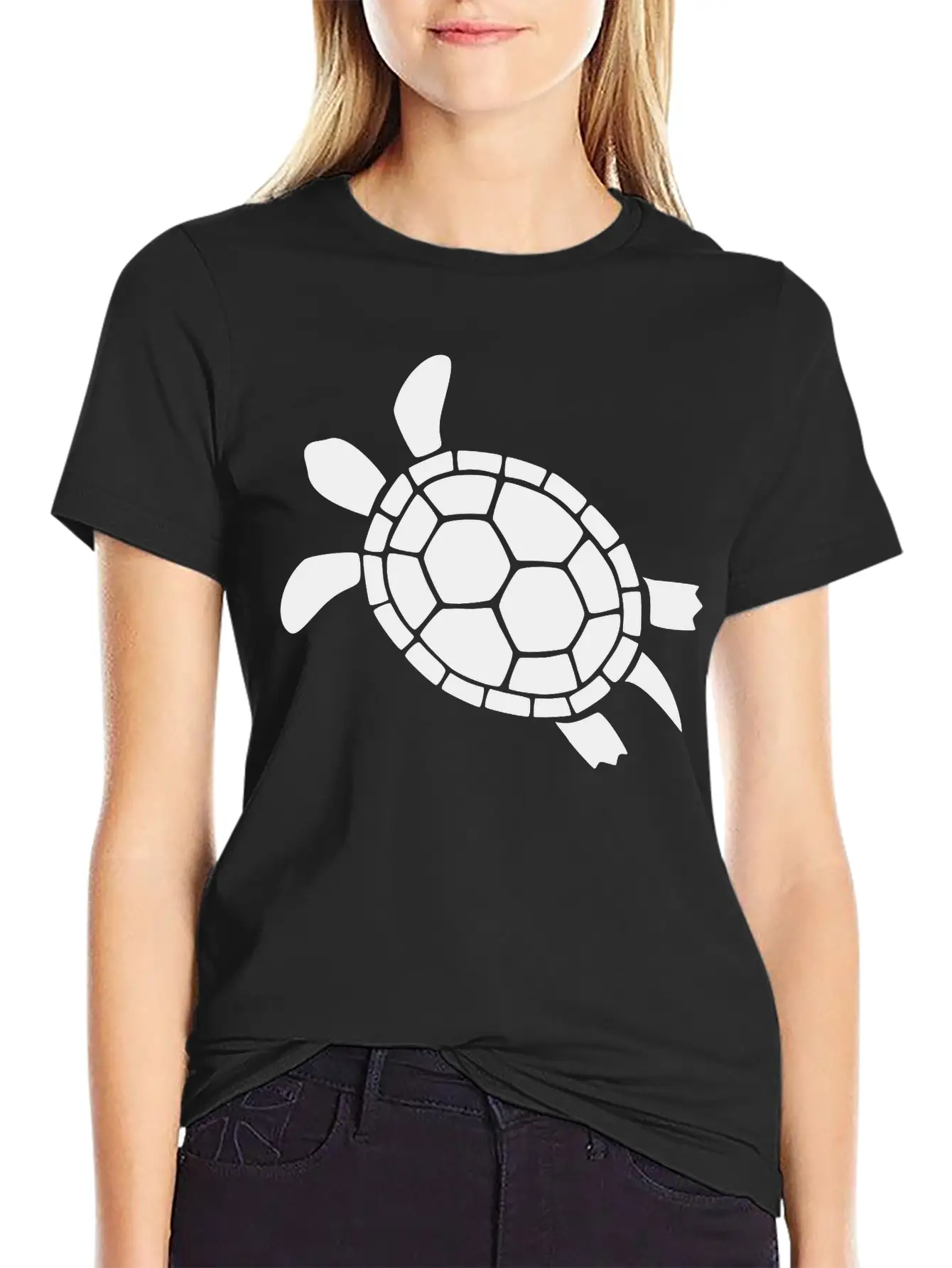 Sea Turtle Black Silhouette Relaxed Everyday Tee – Lightweight And Durable Cotton