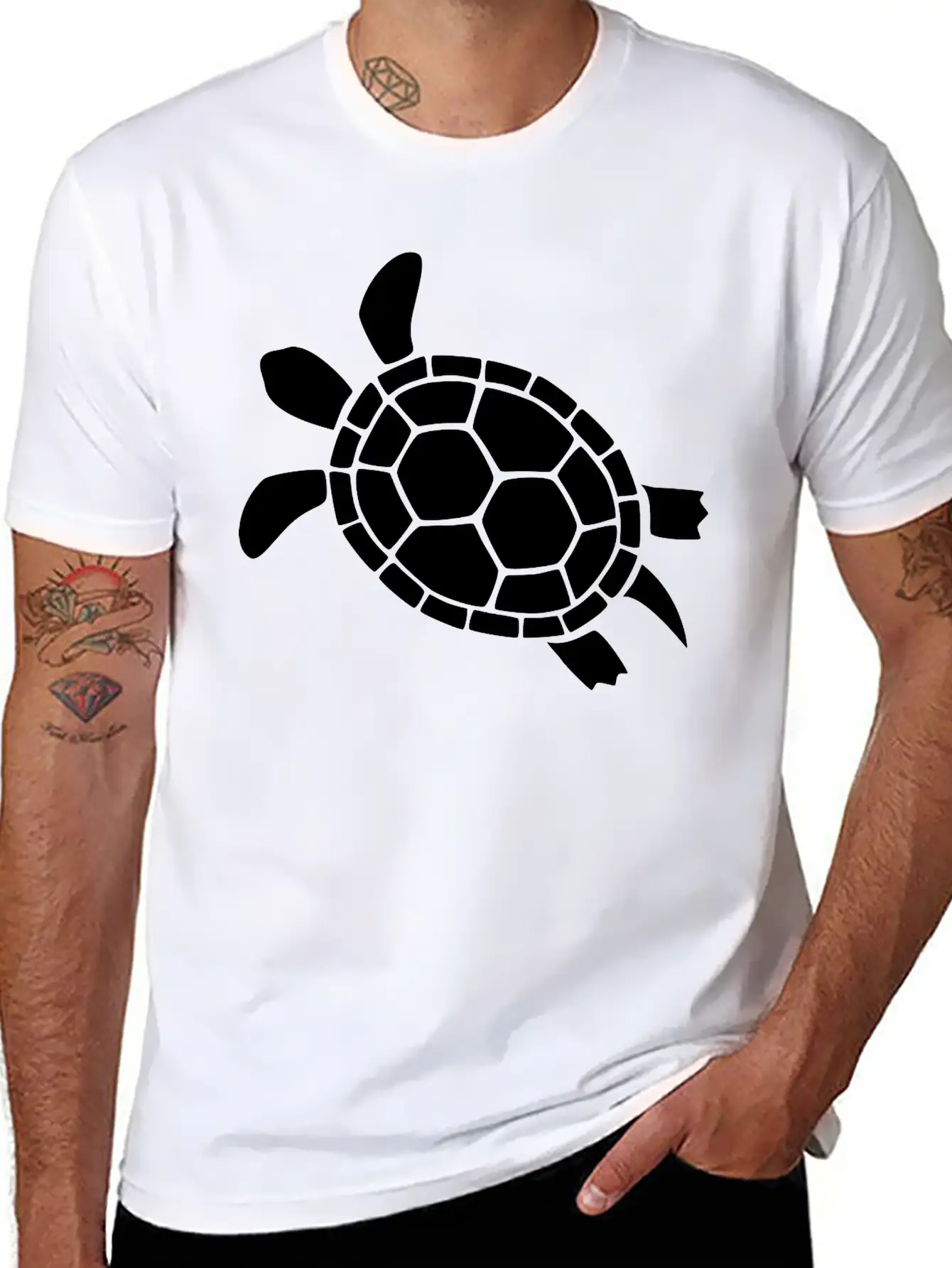 Sea Turtle Black Silhouette Relaxed Everyday Tee – Lightweight And Durable Cotton