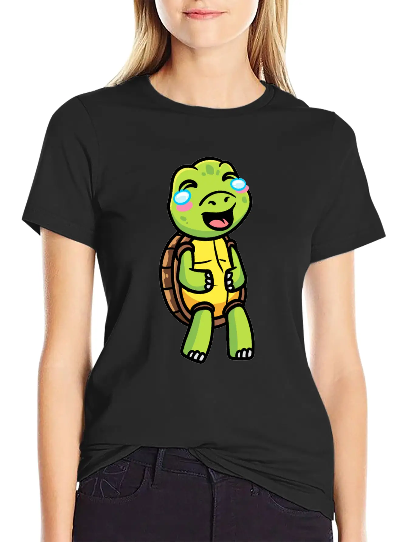 Sea Turtle Laughing Emoticon Tortoise Lover Stylish Everyday T-Shirt – Unisex Basic Cotton Tee