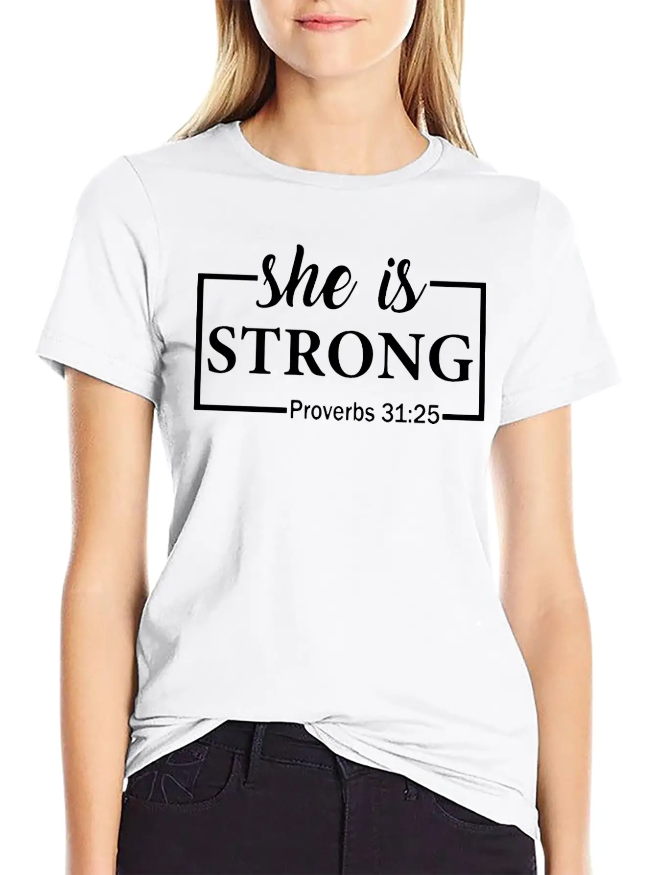 She Is Strong Proverbs Essential Cotton Tee For Daily Outfits – Unisex Style